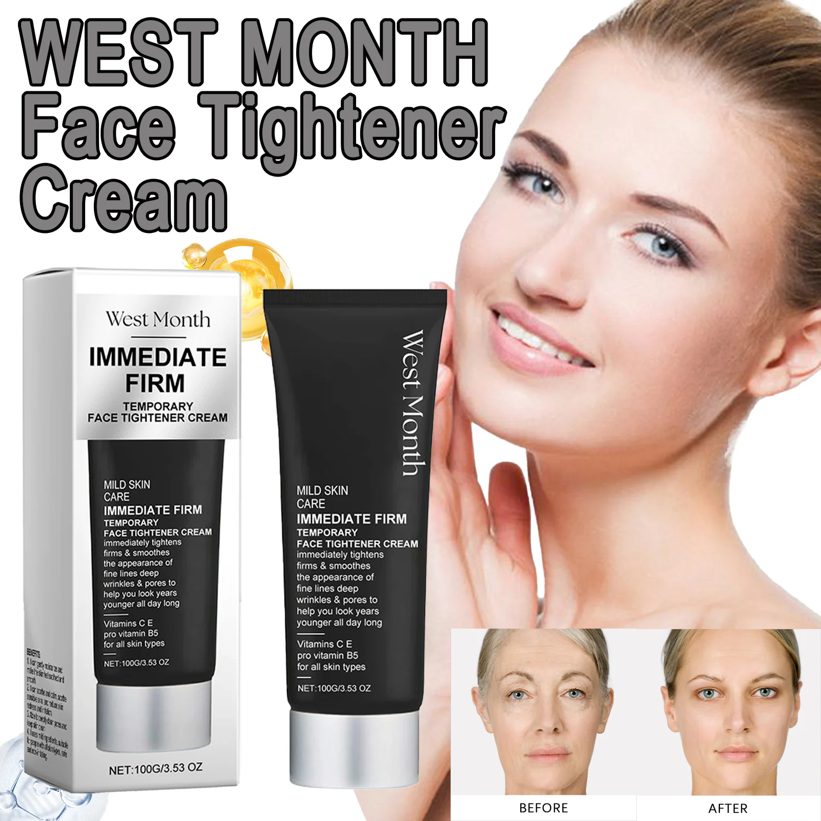 Sofort straffende Augen- und Gesichtscreme, füttert feste Feuchtigkeit, glatte, feine Linien, Anti-Falten, glatte, feine Linien, Gesichtspflege Image