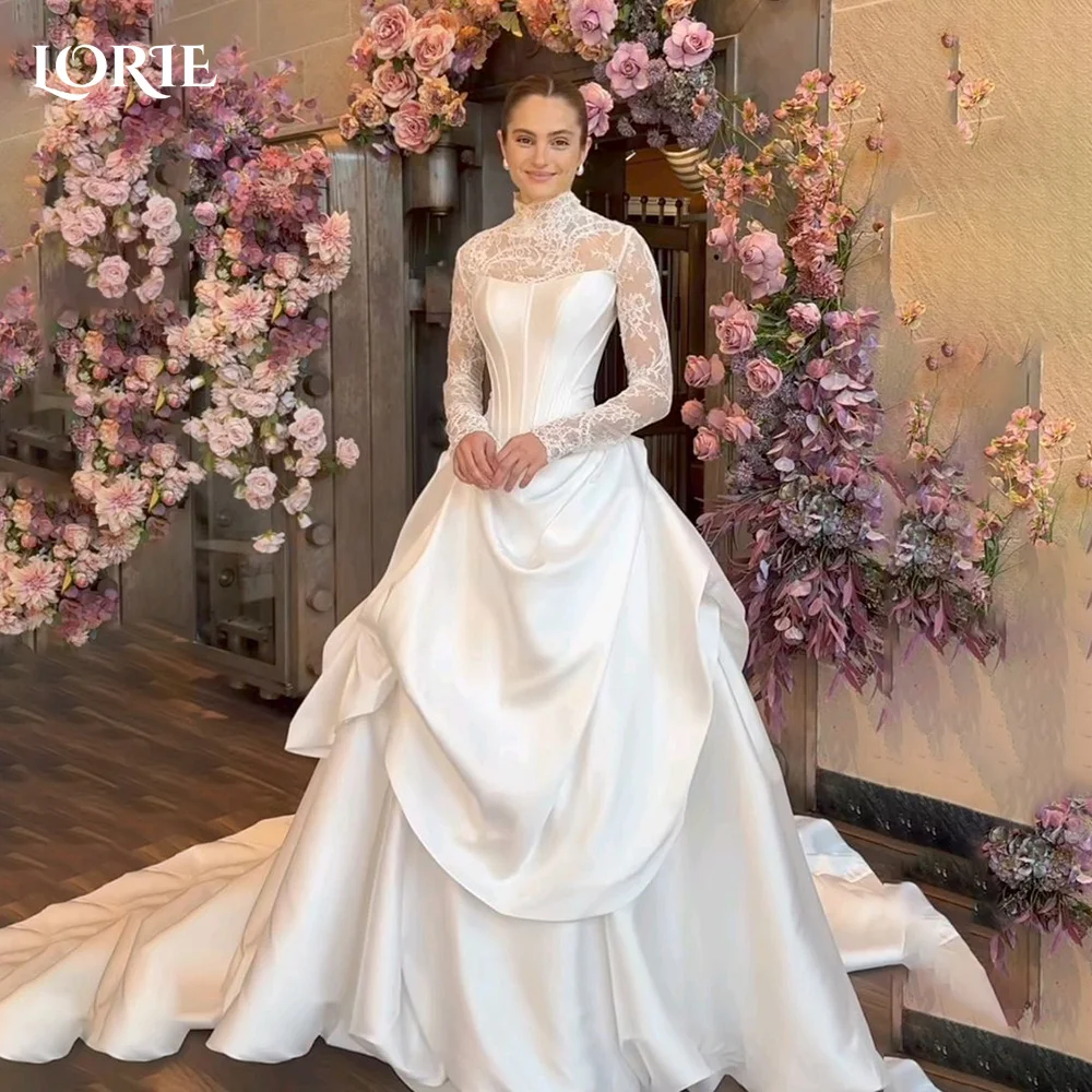 LORIE Schulterfreie Spitze Meerjungfrau Brautkleider Arabia Applikationen A-Linie Langarm Brautkleid Prinzessin Brautkleid Maßgeschneidert Image