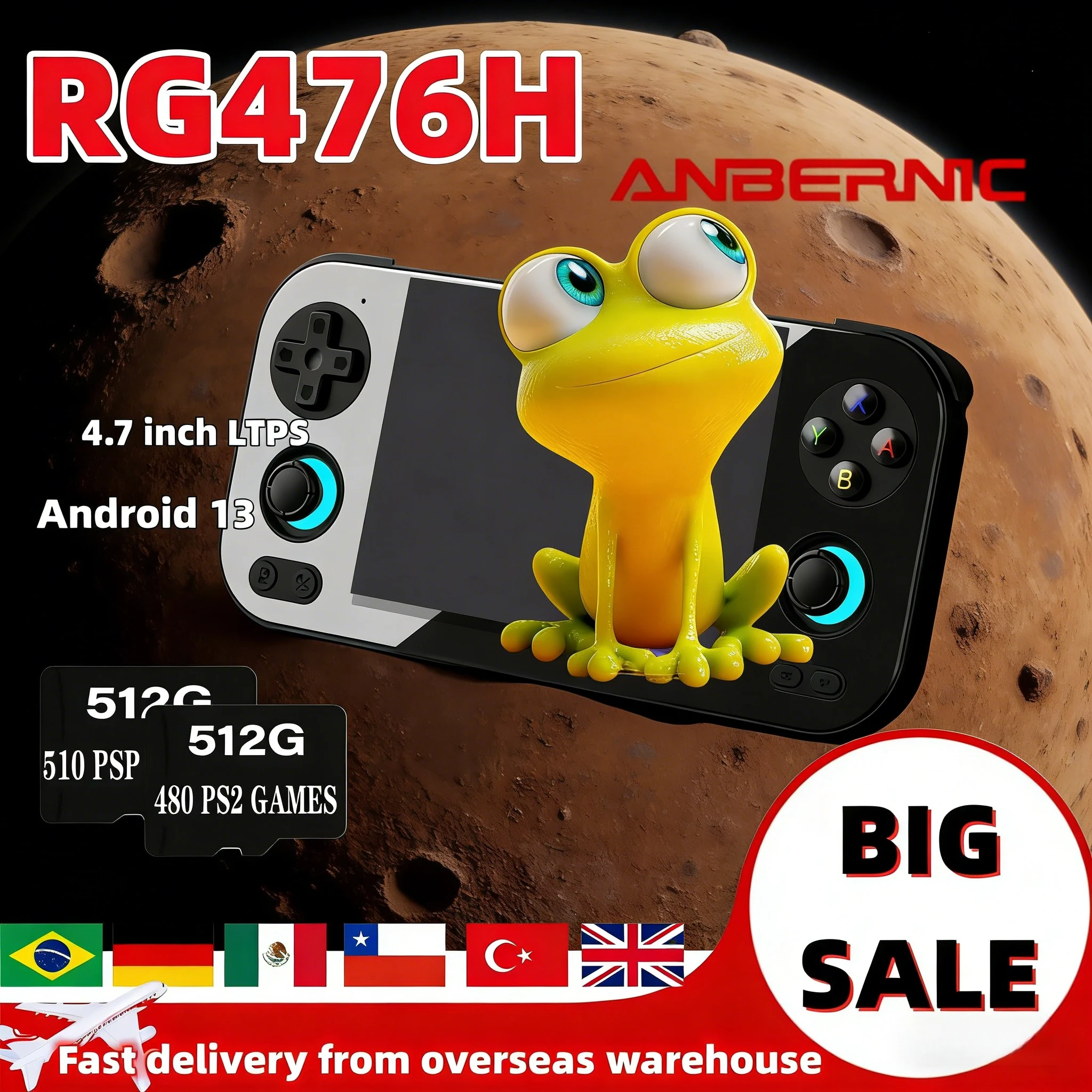 Anbernic RG 476H RG476H Retro Handheld-Spielkonsole Videospiel-Player Android 13 4,7 Zoll Touchscreen Unisoc T820 512G PSP PS2 Image