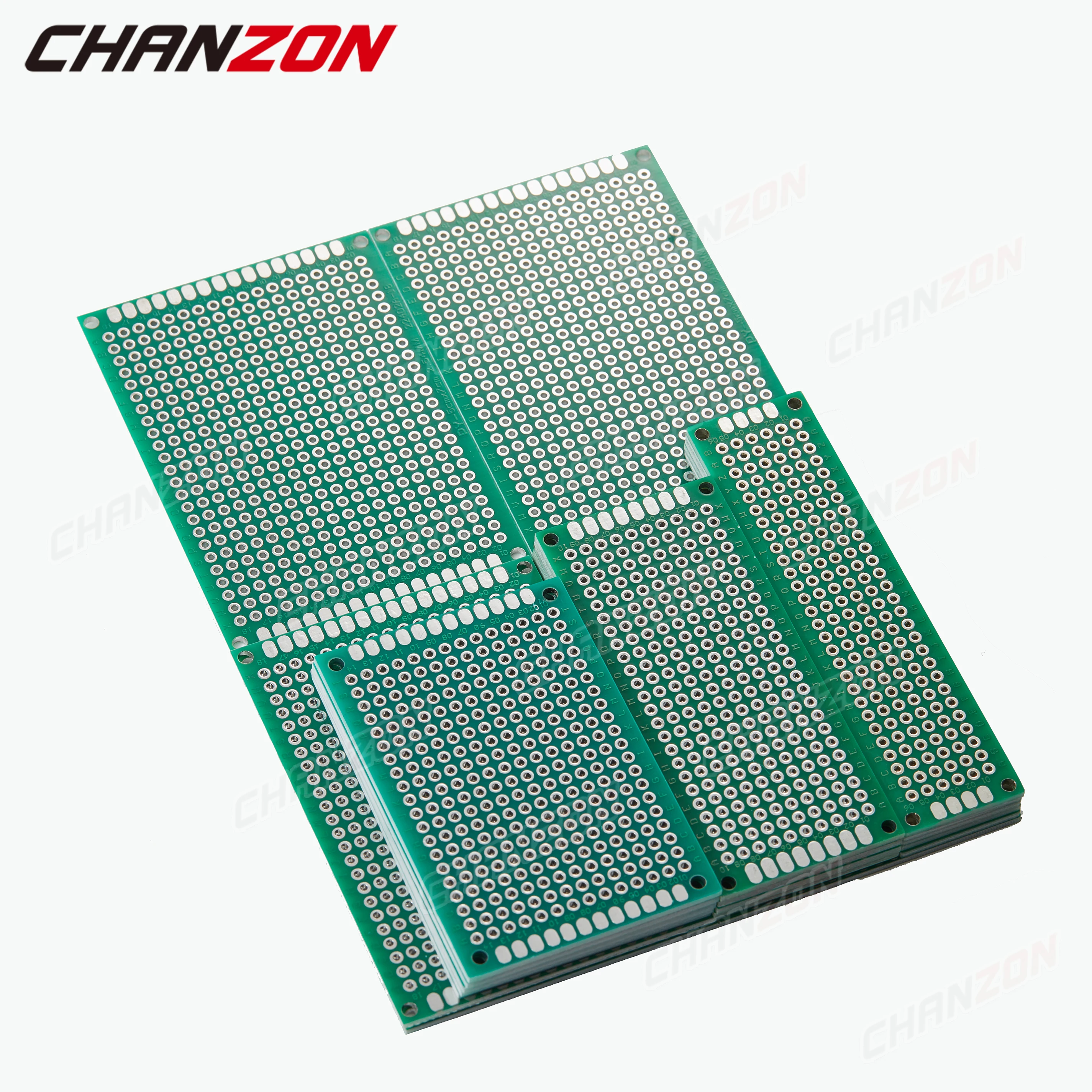 20 Stück (2 x 8, 3 x 7, 4 x 6, 5 x 7, doppelseitig bedruckte Universal-Schaltung, Platine, verzinnt, FR4, Protoboard, Prototyp, Perfboard-Kit-Set Image