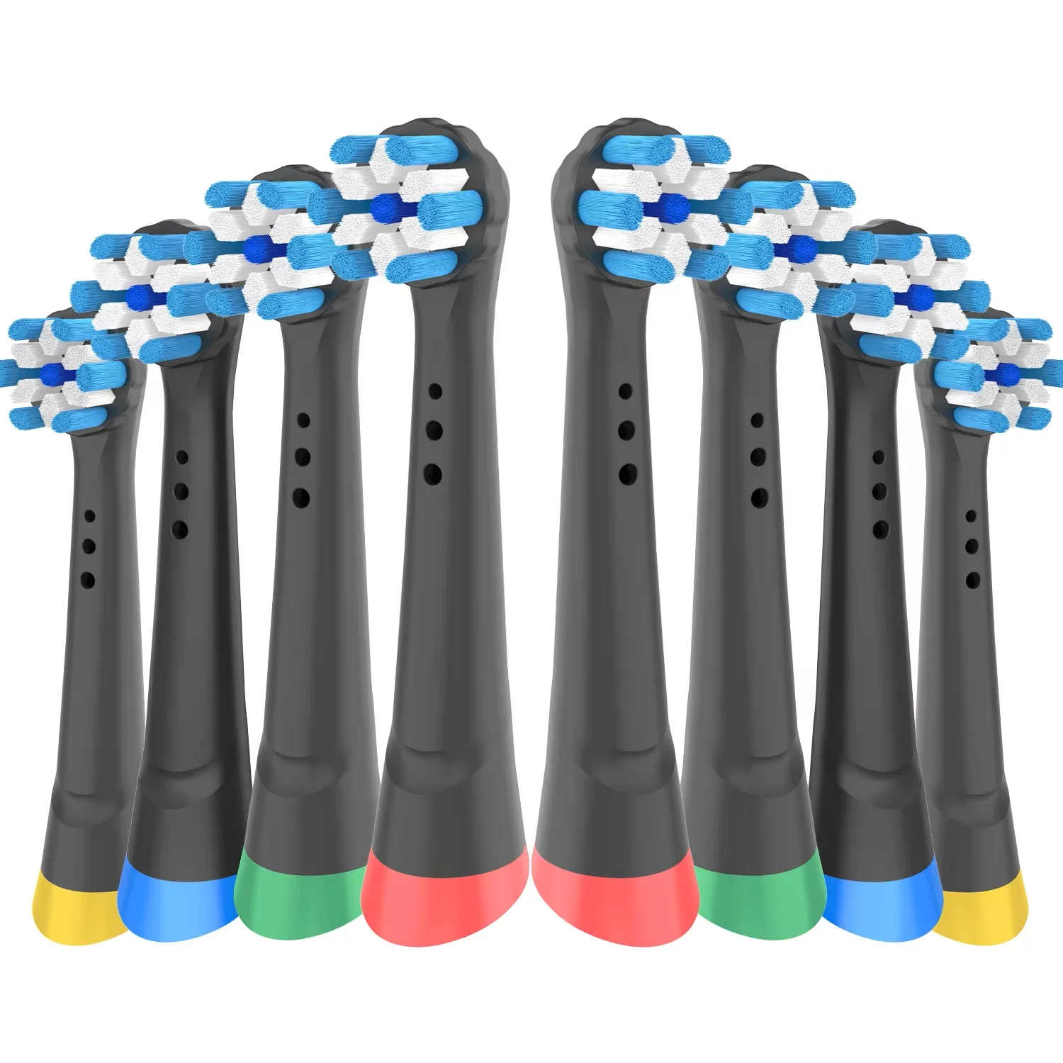 8 Stück kompatibel mit Oral B IO elektrischen Zahnbürstenköpfen, hervorragende wolkenartige weiche Borsten, Tiefenreinigung, farbiger Bodenring Image