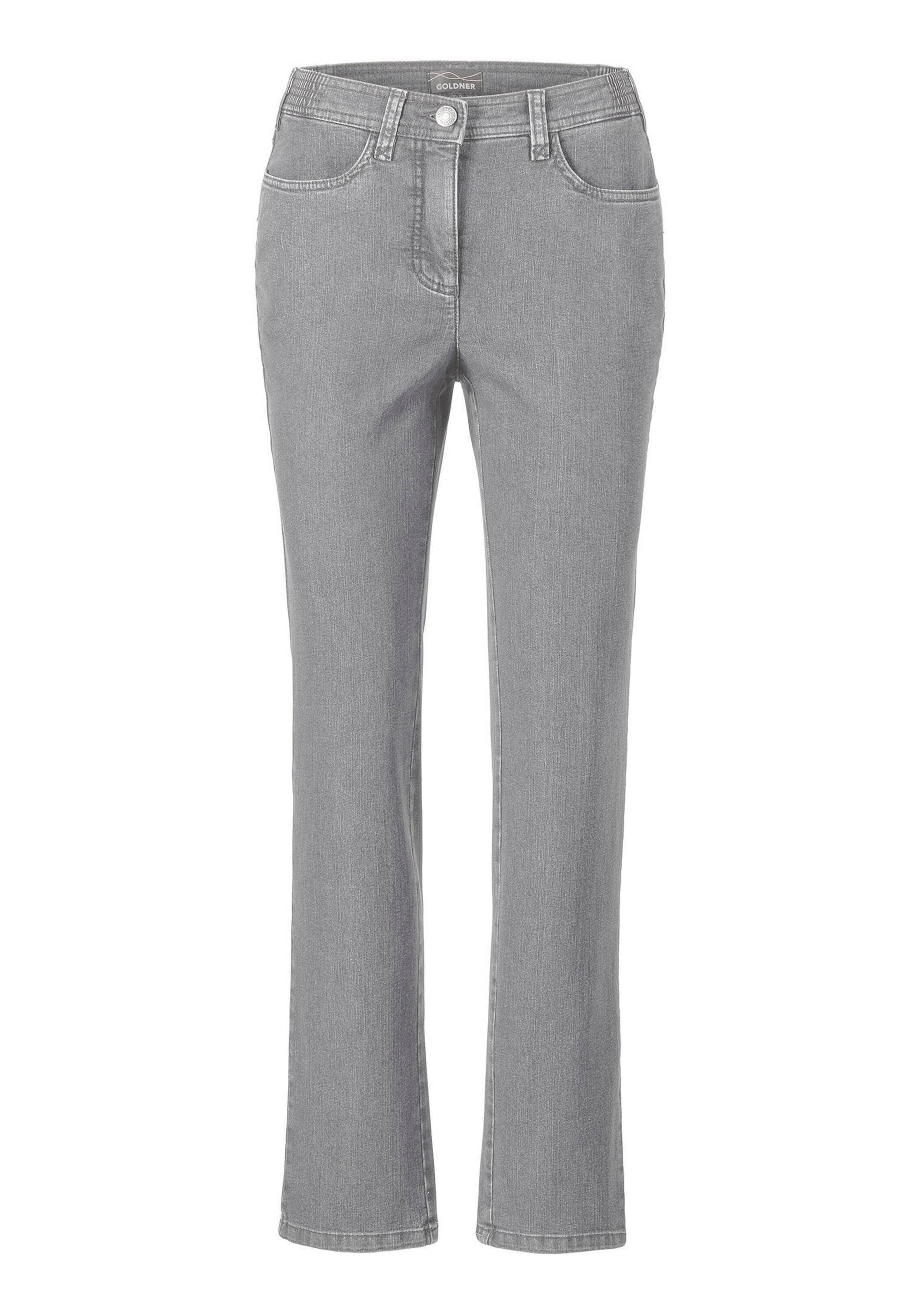 Regular-fit-Jeans GOLDNER "Klassische Jeanshose ANNA", Damen, Gr. 54, N-Gr, grau (hellgrau), Obermaterial: 78% Baumwolle CO. 20% Polyester PES. 2% Elasthan EL., Jeans