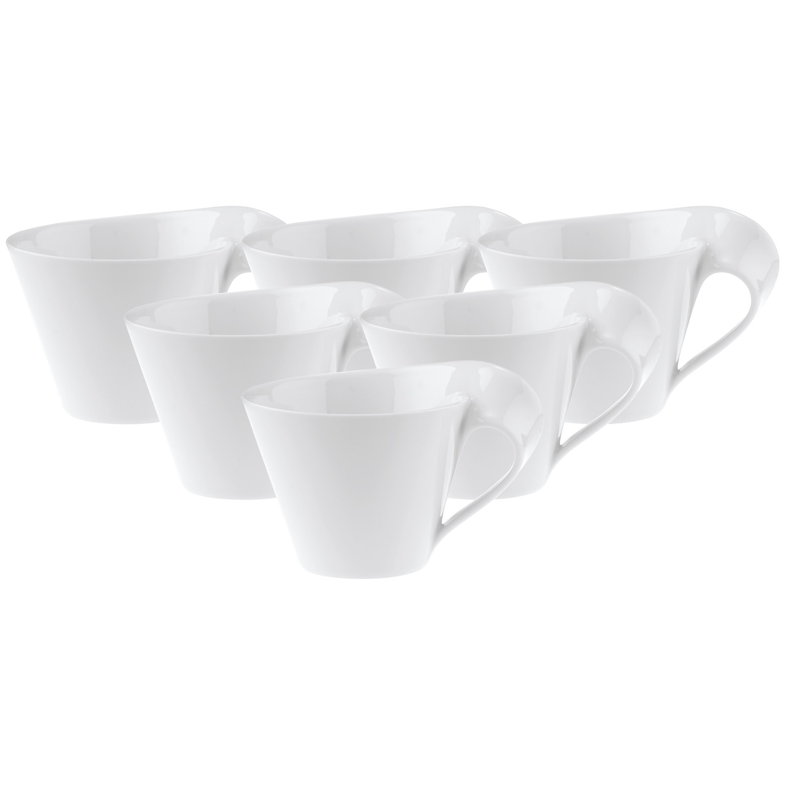 Tasse VILLEROY & BOCH "Café au lait Obertassen NewWave Caffè 260 ml 6er Set weiß", weiß, Porzellan, Trinkgefäße, Tasse