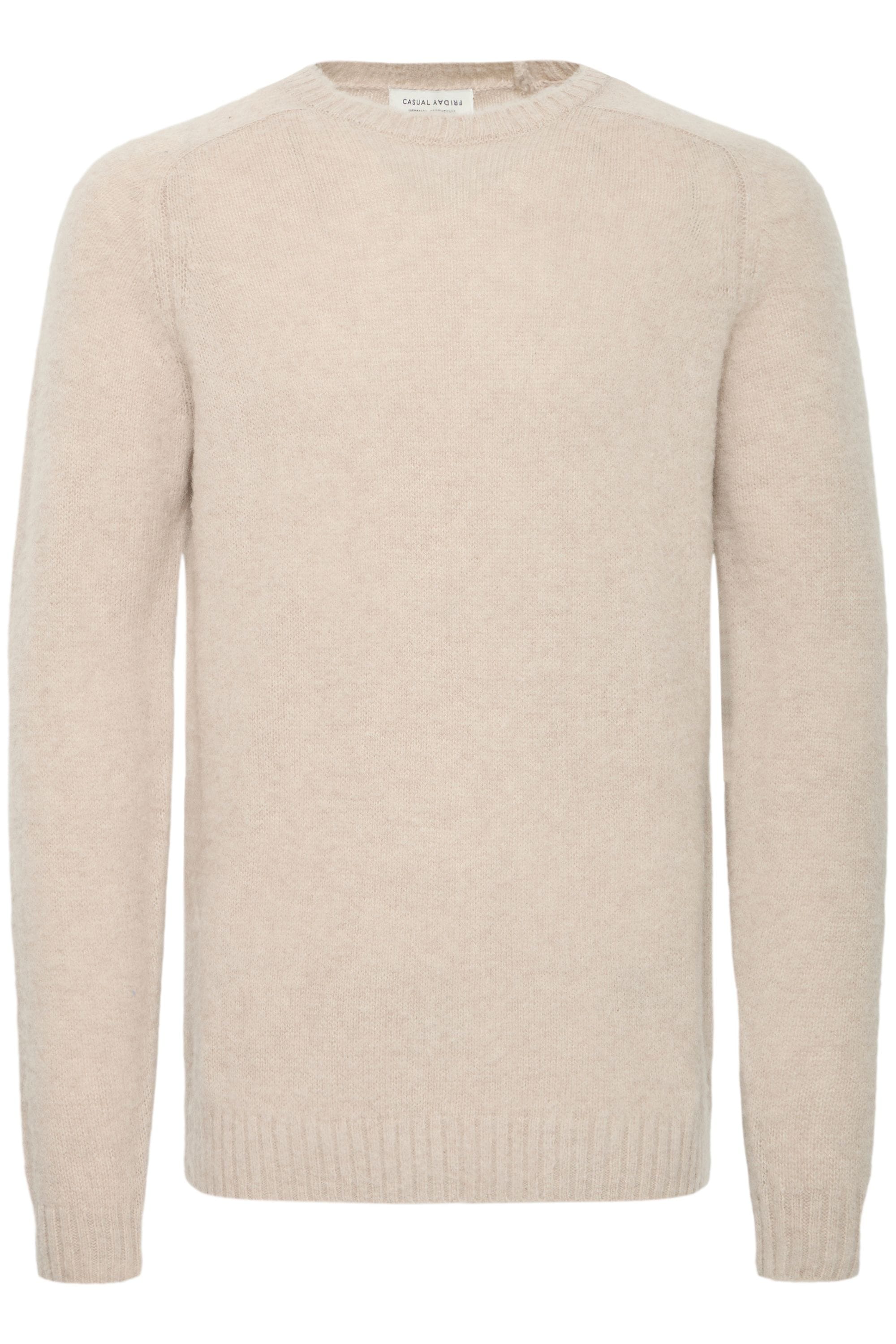 Strickfleece-Pullover CASUAL FRIDAY "Strickpullover CFBERT", Herren, Gr. XL, beige (silber lining), Obermaterial: 50% Wolle mw. 50% Polyamid PA., Pullover
