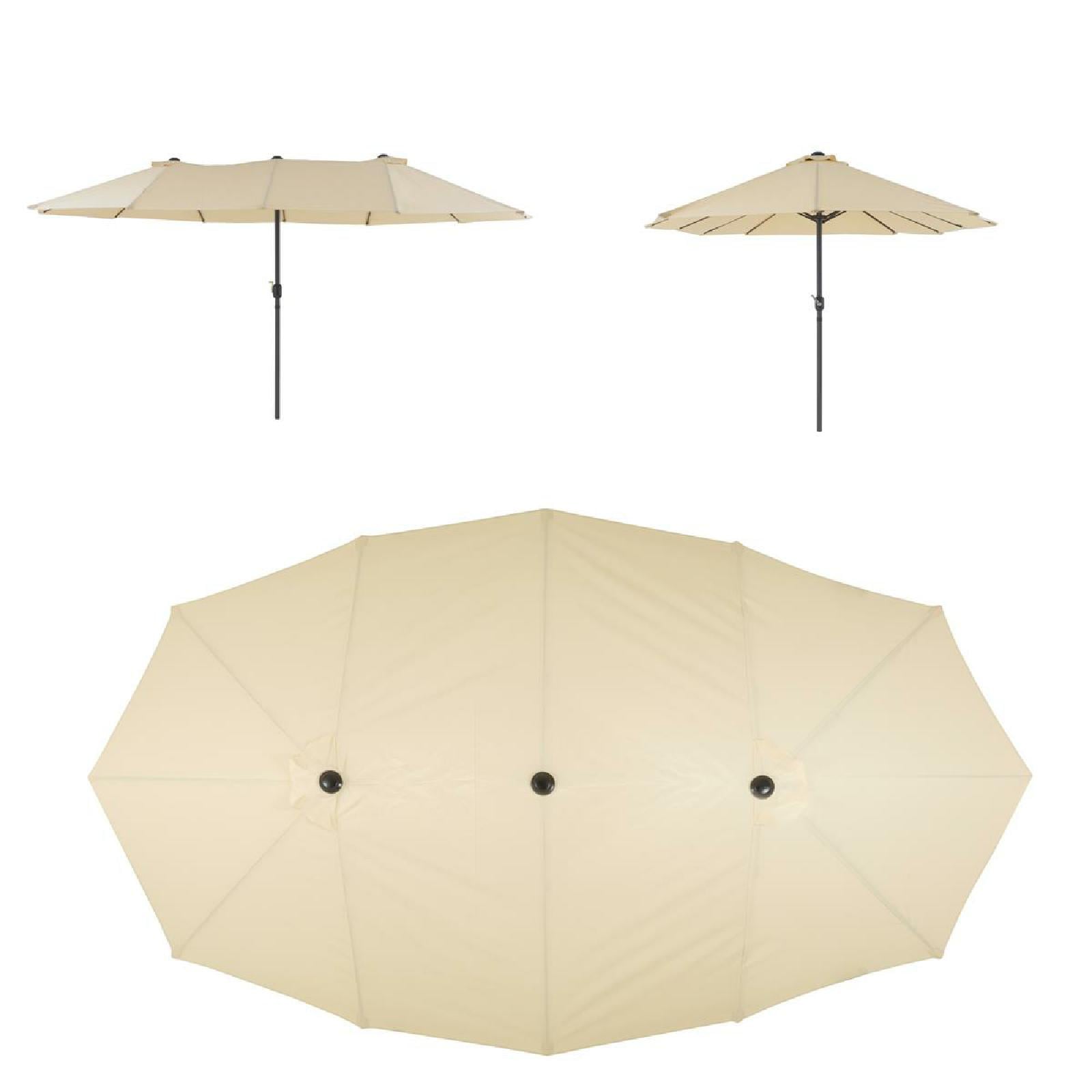 Sonnenschirm VCM "XXL Doppelsonnenschirm Creme mit Kurbel", beige (creme), Obermaterial: 100% Sonstiges Material (Ananasfaser) AM_PF ., Standschirme