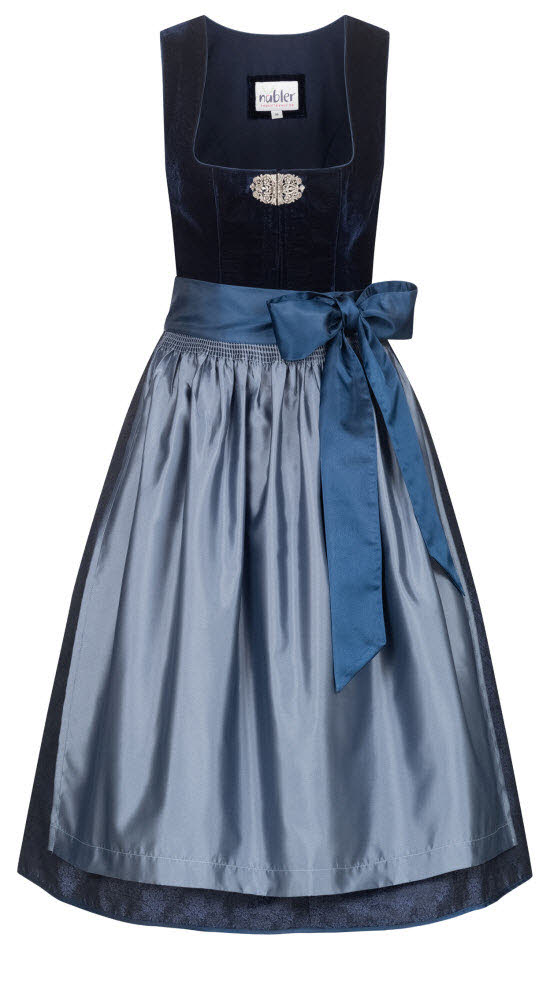 Dirndl NÜBLER "Dirndl midi Marlies", Damen, Gr. 46, EURO, blau, Obermaterial: 50% Polyester PES. 50% Viskose CV., Kleider