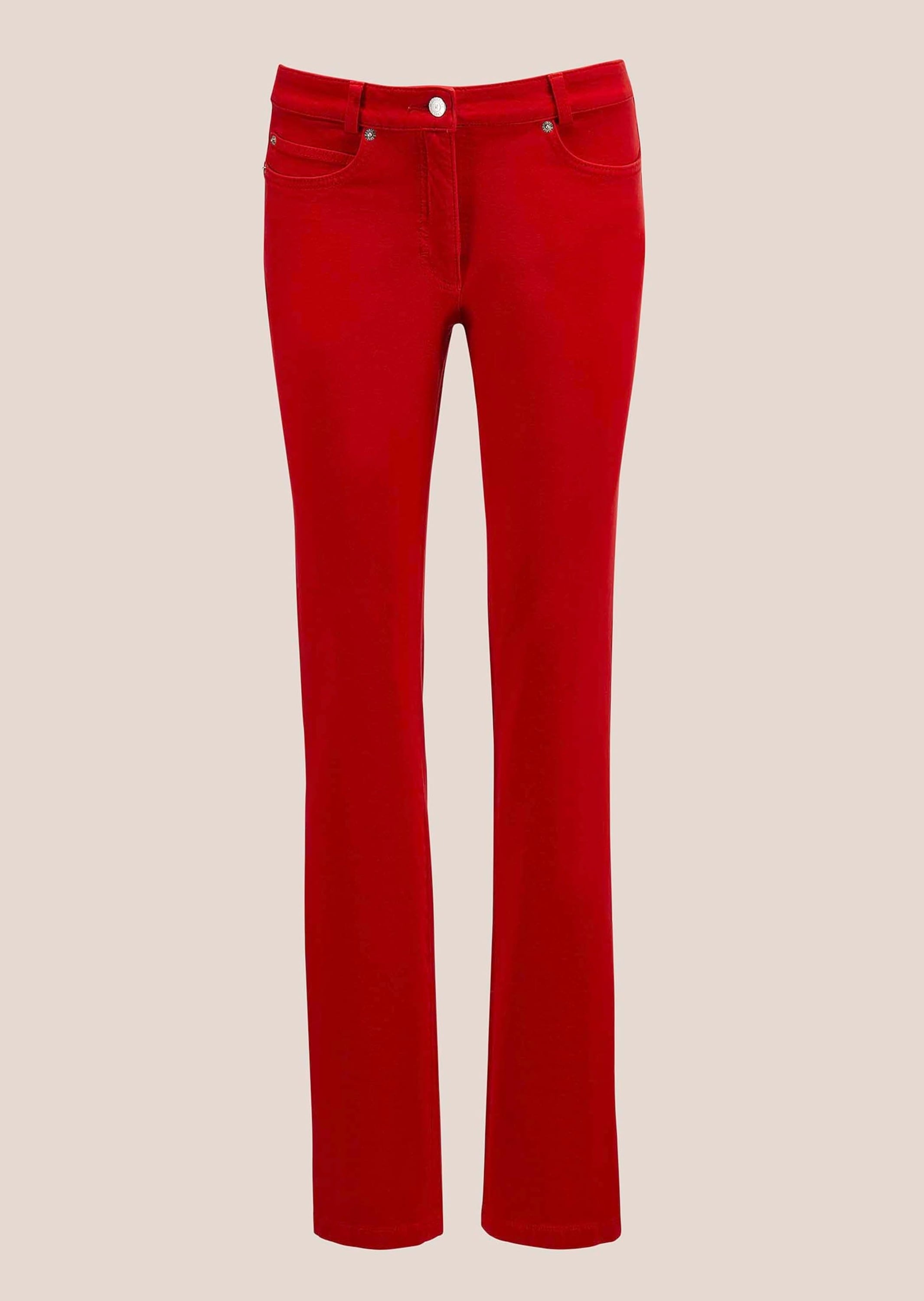 Regular-fit-Jeans MADELEINE "Denimhose Schmale Jeans im Five-Pocket-Style", Damen, Gr. 21, N + K Gr, rot, Obermaterial: 95% Baumwolle CO. 5% Elasthan EL., Jeans