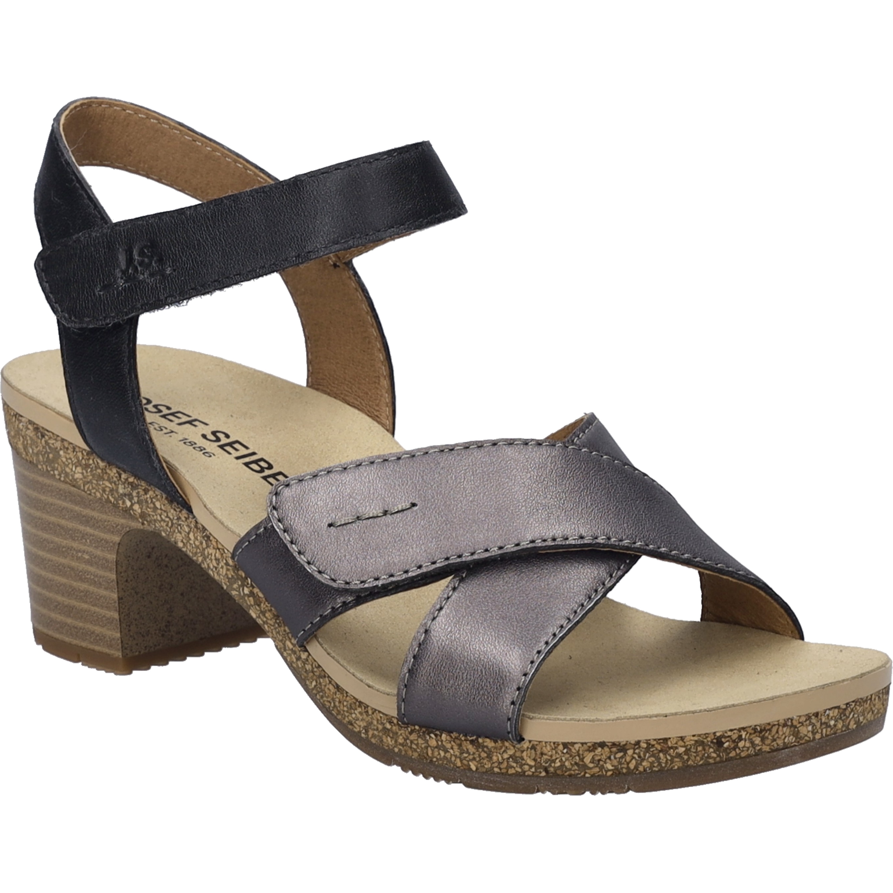 Sandale JOSEF SEIBEL "Grace 01, basalt-kombi", Damen, Gr. 40, grau (basalt, kombi), Obermaterial: 100% Rindsleder Leather cow., Schuhe Sandale