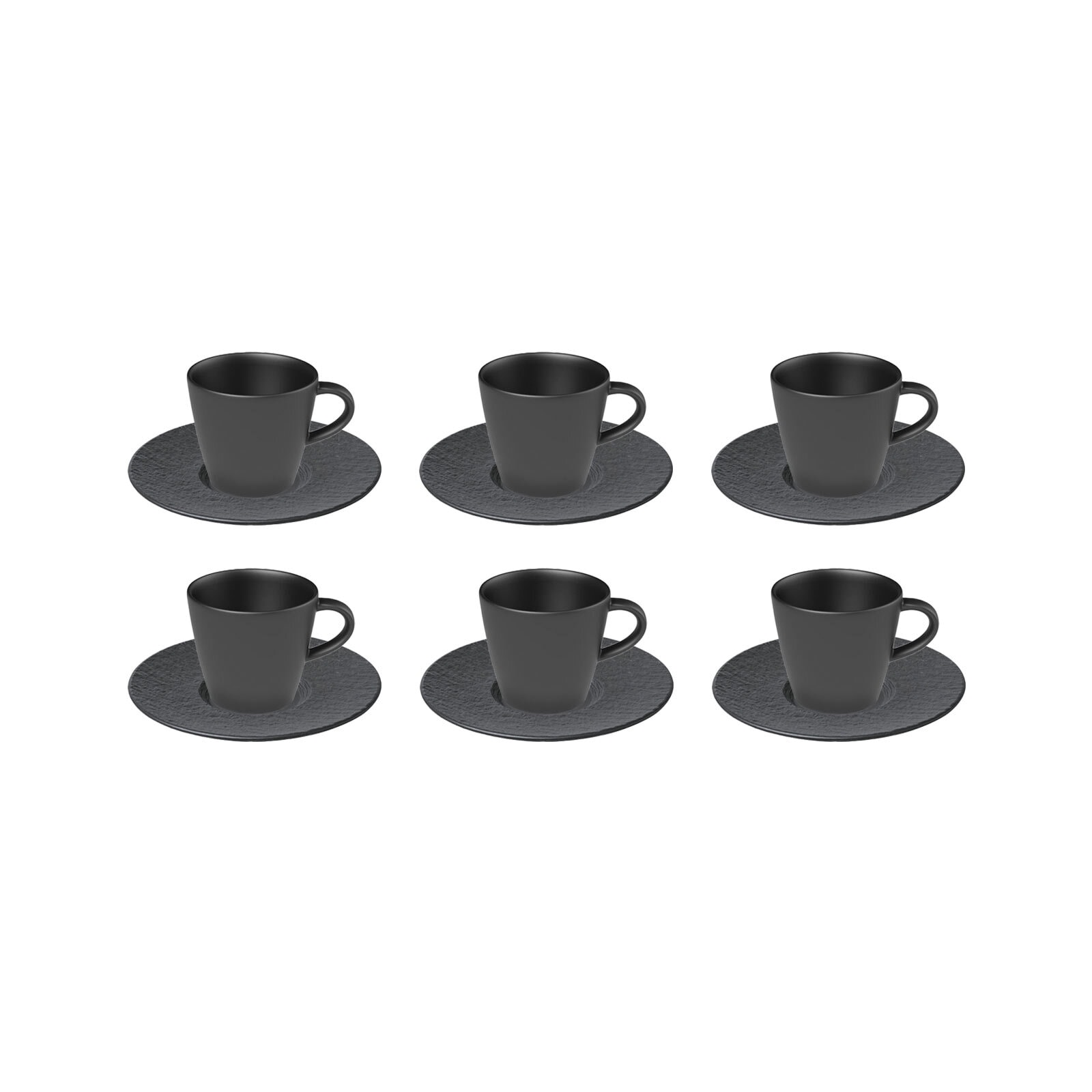 Espressotasse VILLEROY & BOCH "Espresso Set Manufacture Rock 60 ml 6er Set schwarz", schwarz, Porzellan, Trinkgefäße, Espressotasse