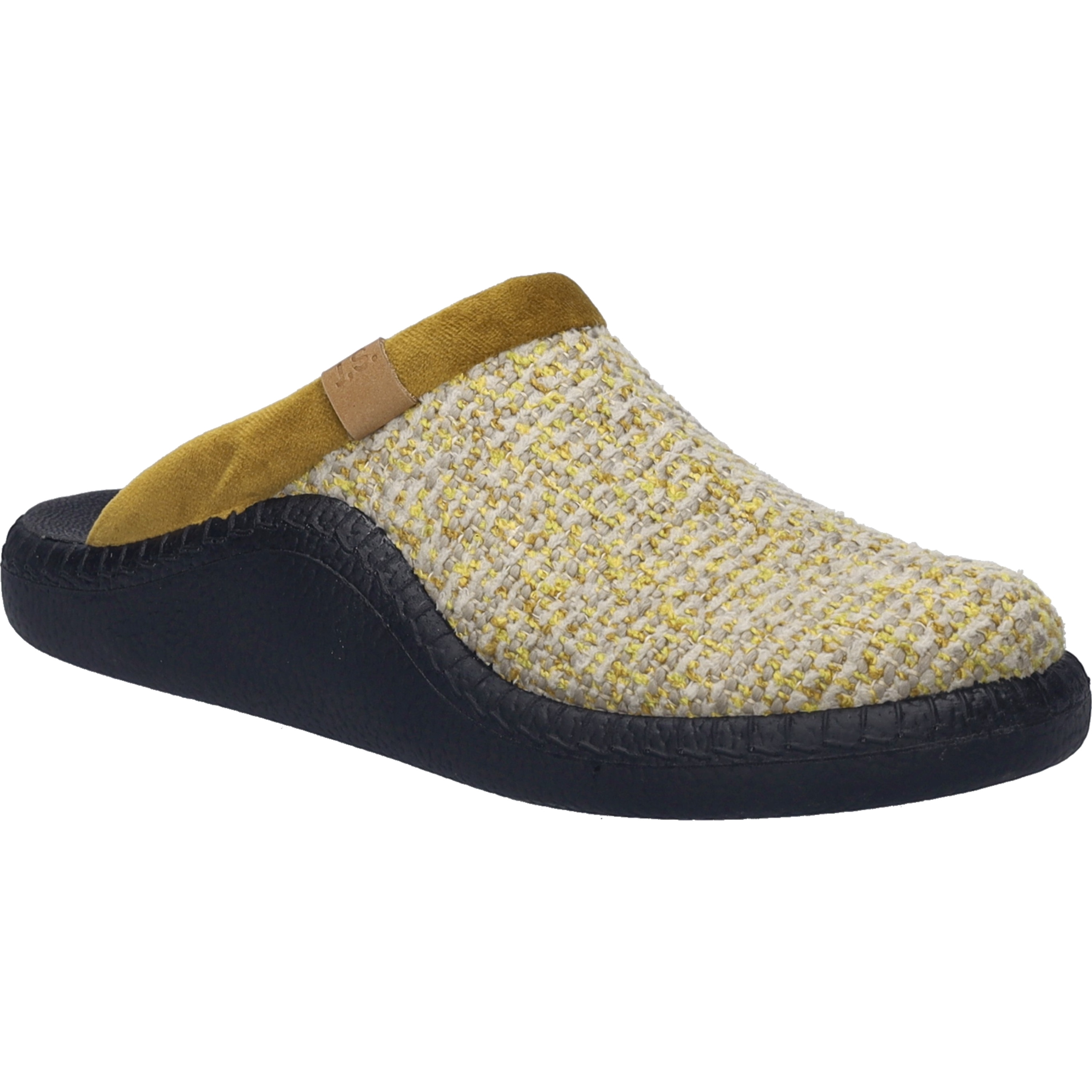Hausschuh JOSEF SEIBEL "Monaco D 01, gelb-kombi", Damen, Gr. 40, gelb (gelb, kombi), Obermaterial: 80% Rindsleder Leather cow. 20% Textilmaterial TEXMAT., Schuhe Hausschuh