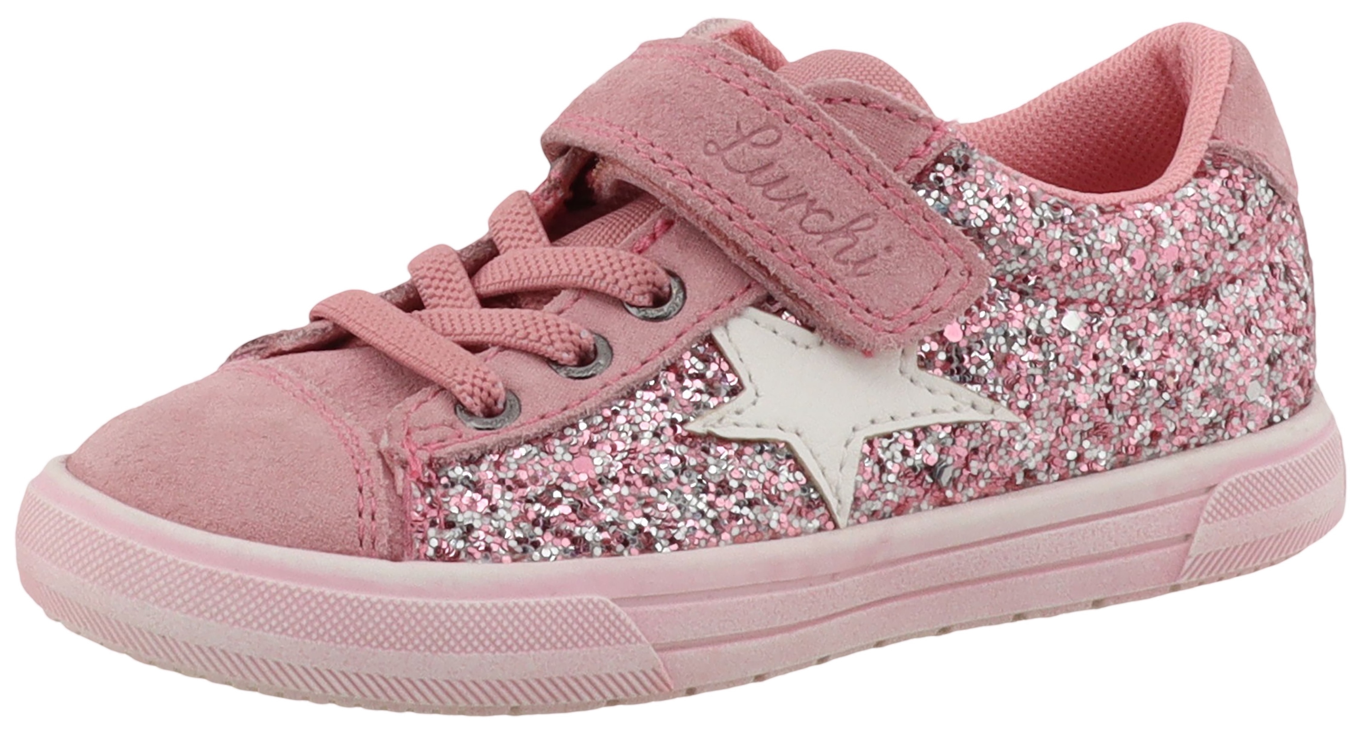 Sneaker LURCHI "Bine", Damen, Gr. 29, rosa, Schuhe Sneaker, Klettschuh mit Glitzer, Größenschablone zum Download