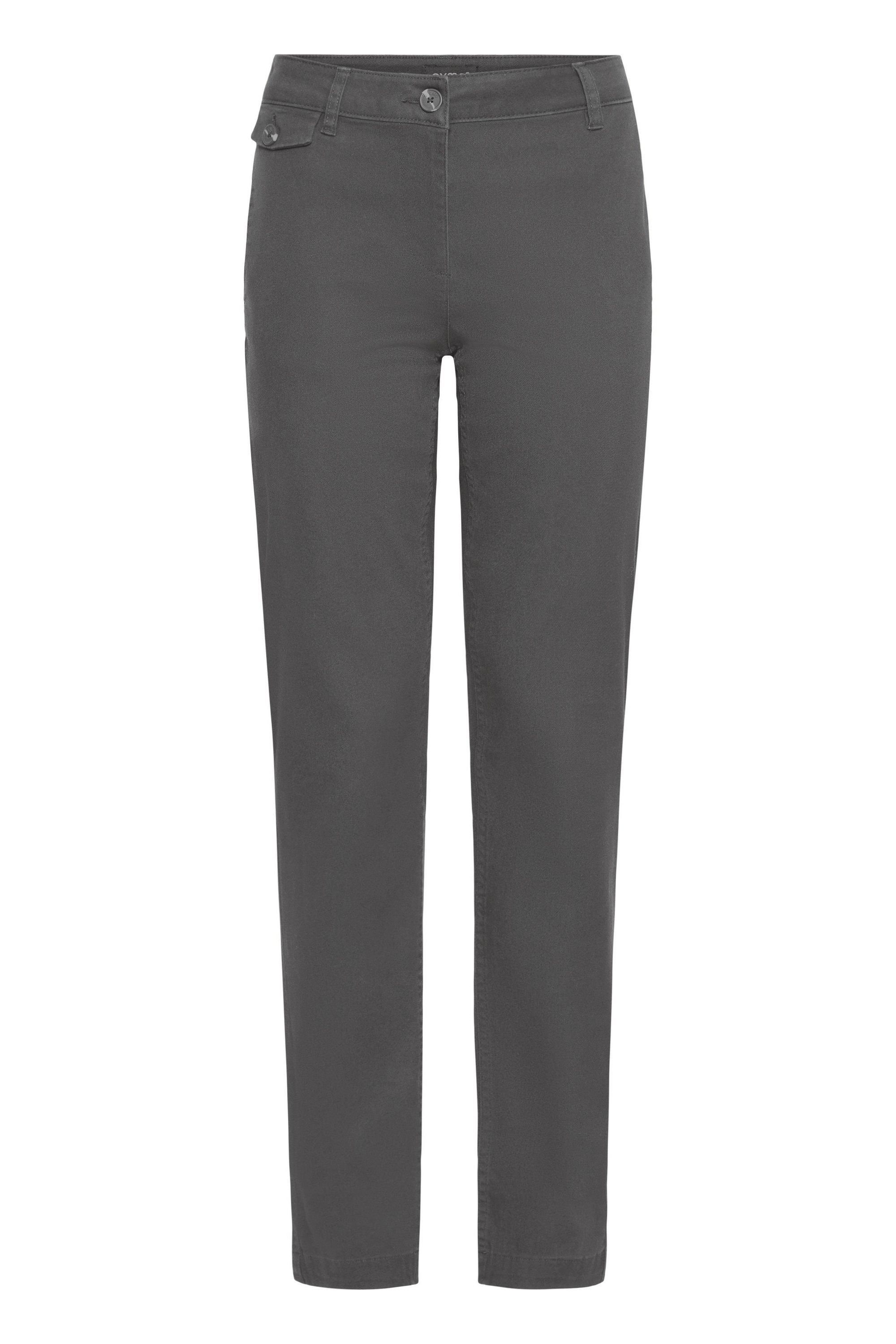 Chinohose OXMO "Chinohose OXIBEN", Damen, Gr. 40, Länge 30, grau (forged iron), Obermaterial: 98% Baumwolle CO. 2% Elasthan EL., Hosen Chinohose