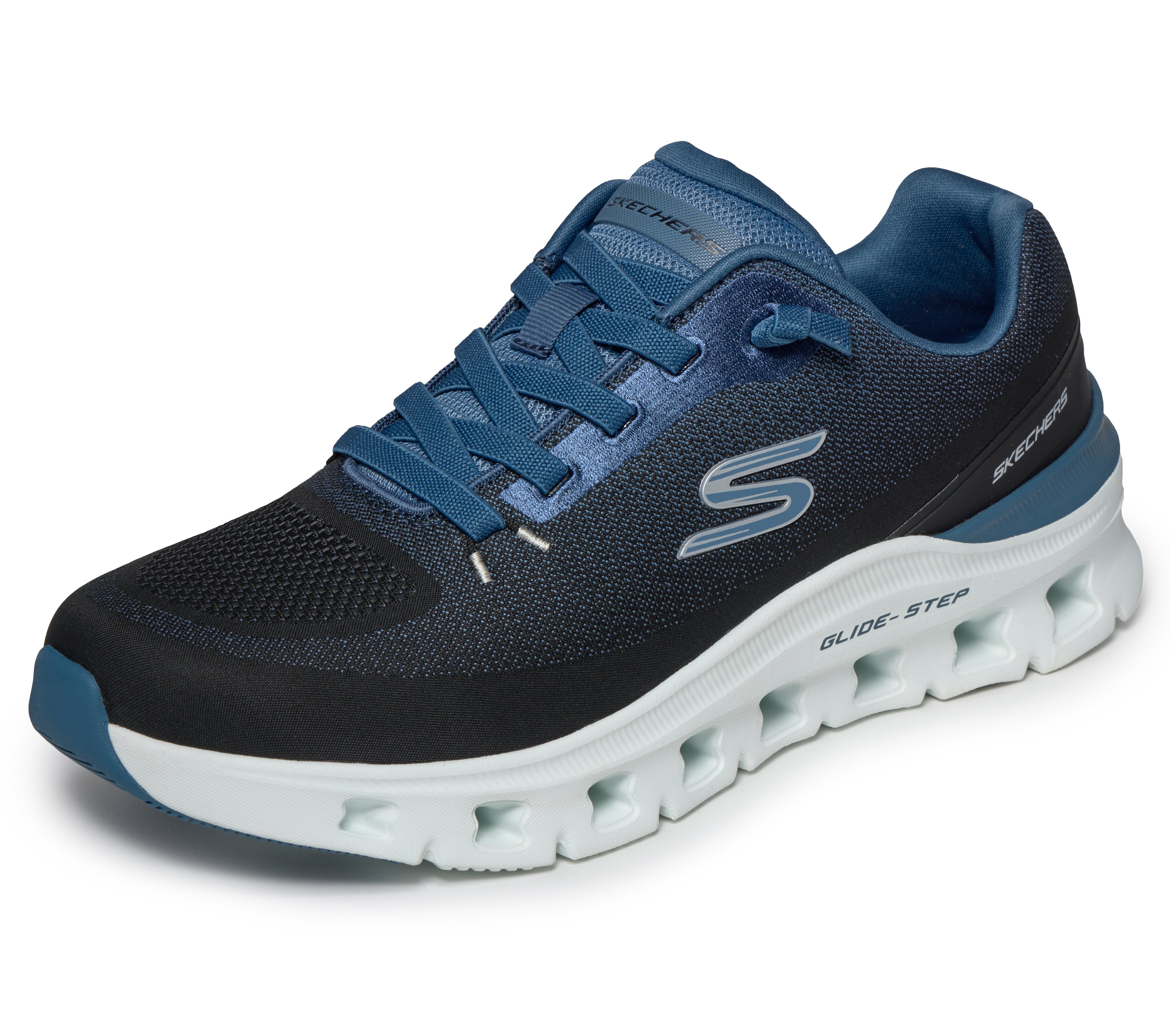 Slip-On Sneaker SKECHERS "GLIDE-STEP PRO-WAVERRA", Herren, Gr. 42, schwarz, blau, Synthetik, Textil, Schuhe, Laufschuh, Sportschuh in veganer Verarbeitung