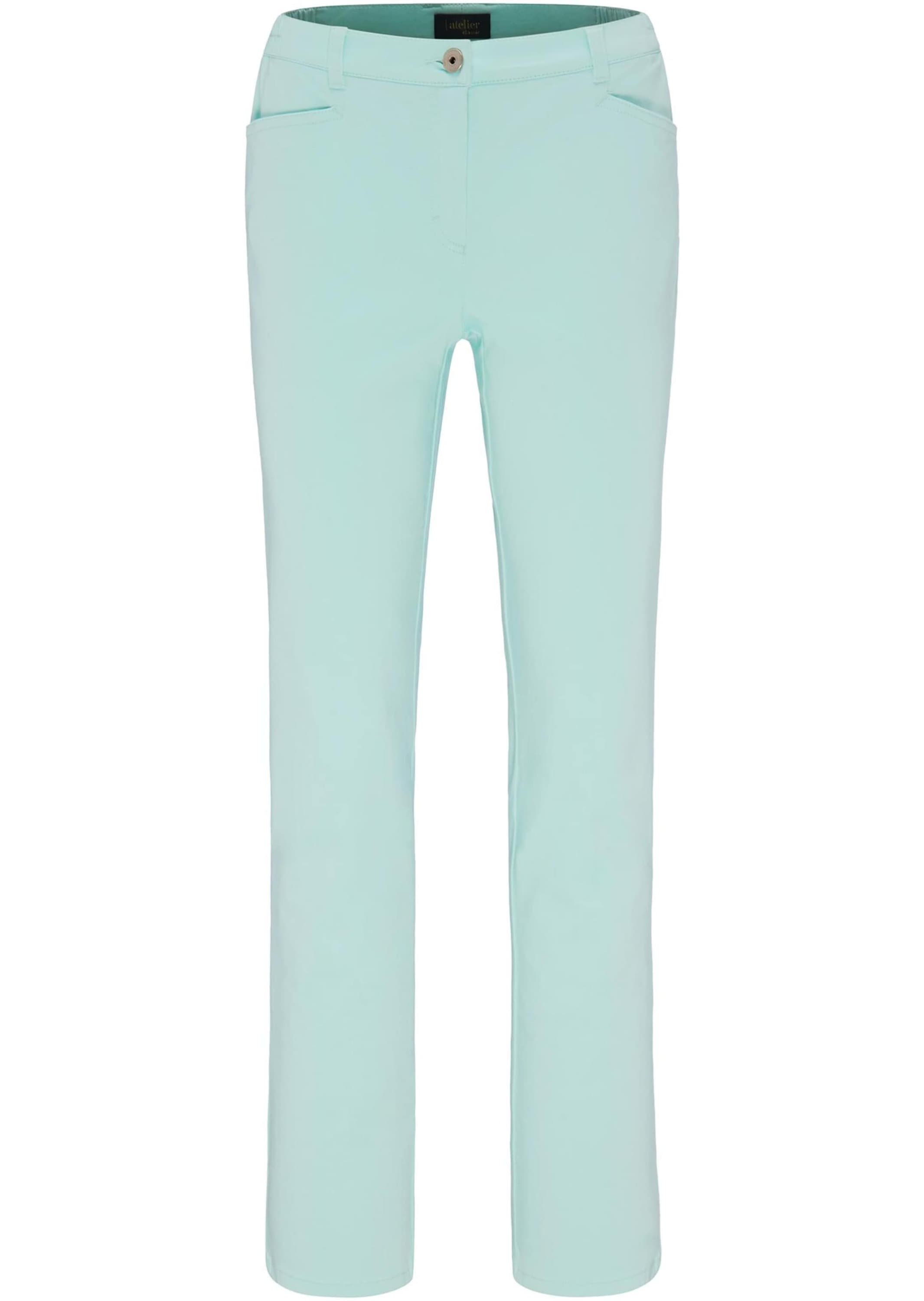 Stoffhose GOLDNER "Leichte Baumwoll-Hose ANNA", Damen, Gr. 48, N-Gr, grün (mintgrün), Obermaterial: 98% Baumwolle CO. 2% Elasthan EL., Hosen Stoffhose
