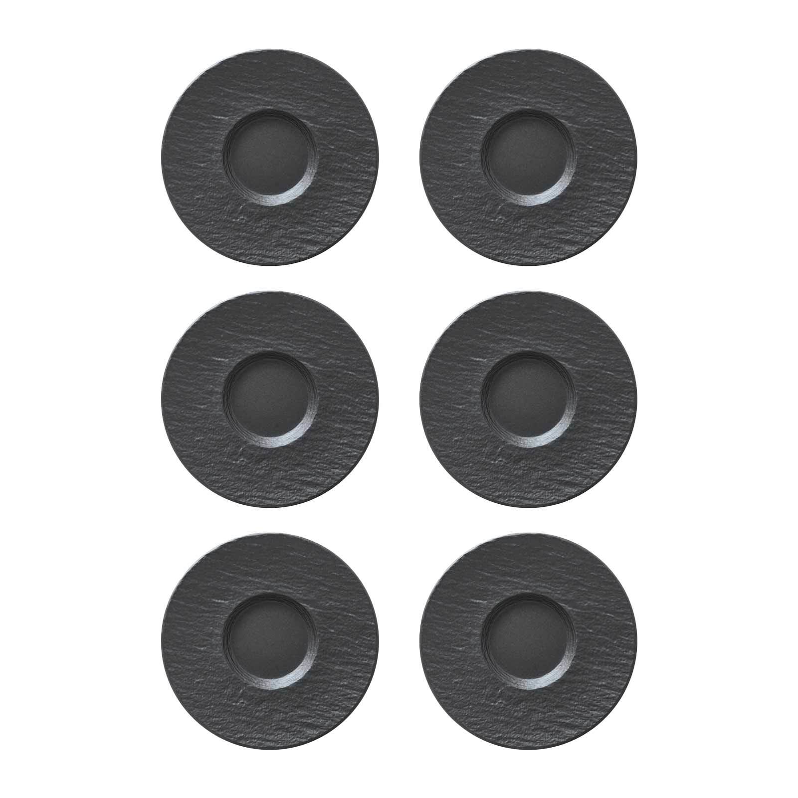 Untertasse VILLEROY & BOCH "Kaffeeuntertasse Manufacture Rock Ø 15,4 cm 6er Set schwarz", schwarz, L:15,4cm, Speiseteller