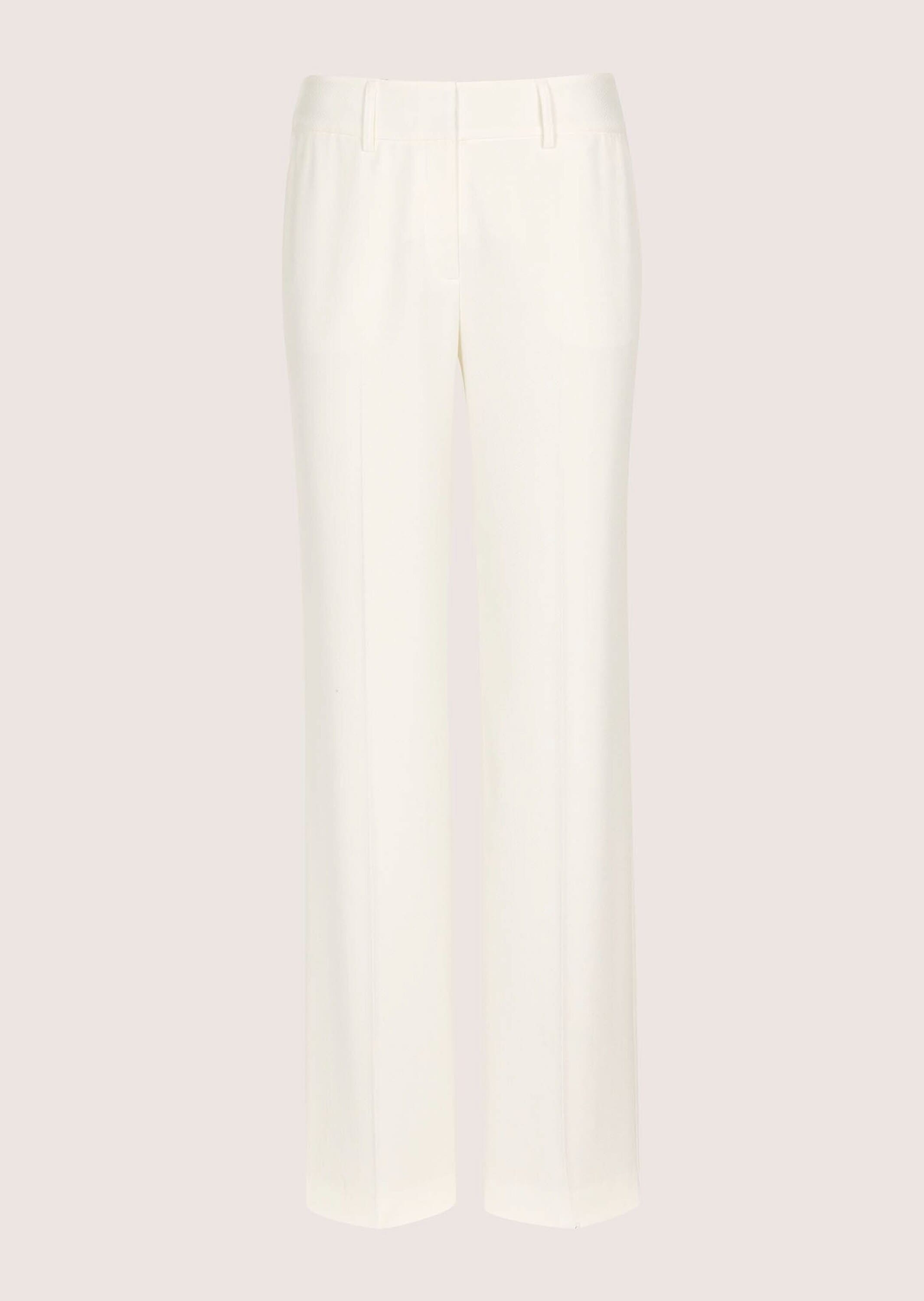 Stoffhose MADELEINE "Chinohose Elegante Bügelfaltenhose mit Struktur", Damen, Gr. 19, N + K Gr, weiß (wollweiß), Obermaterial: 48% Polyester PES. 45% Viskose CV. 5% Polyamid PA. 2% Elasthan EL., Hosen Stoffhose