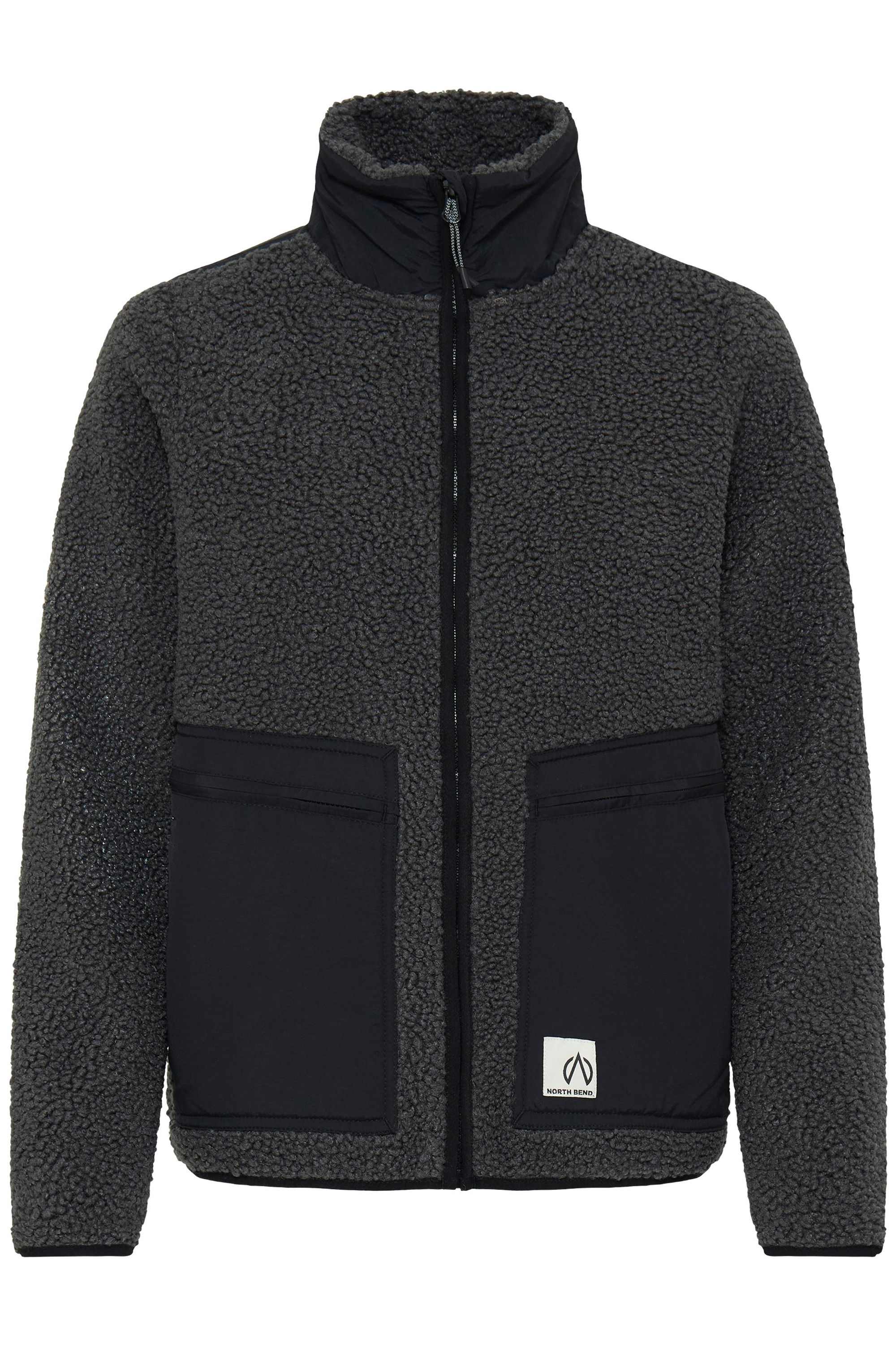 Plüschjacke NORTH BEND "Plüschjacke NBGalonne W Teddy Jacket", Damen, Gr. 36, grau (asphalt), Obermaterial: 100% Polyester Pol. recyc.., Jacken