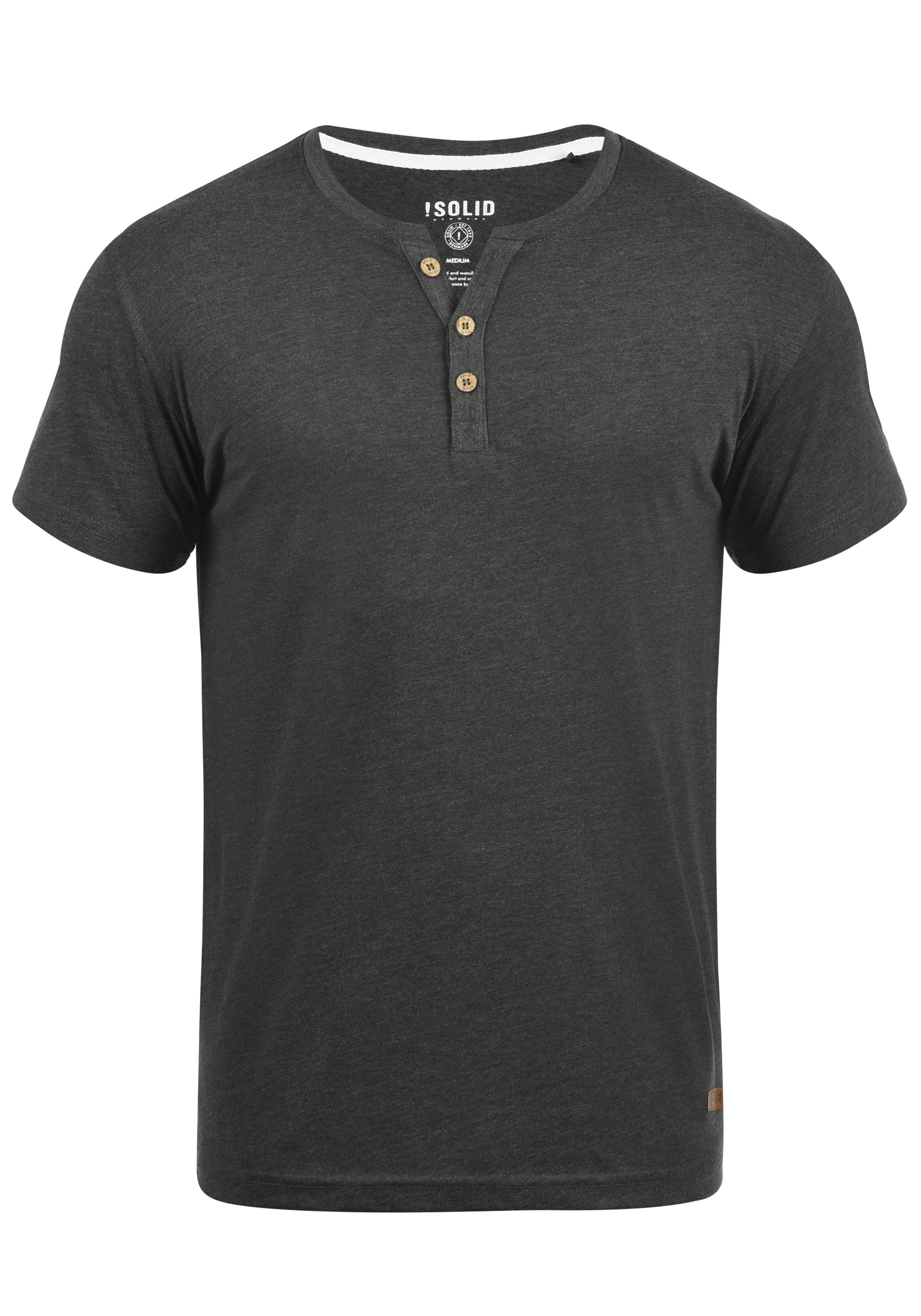 Rundhalsshirt SOLID "Rundhalsshirt SDVolker", Herren, Gr. M, grau (dar grau m), Obermaterial: 60% Baumwolle CO. 40% Polyester PES., Shirts Rundhalsshirt