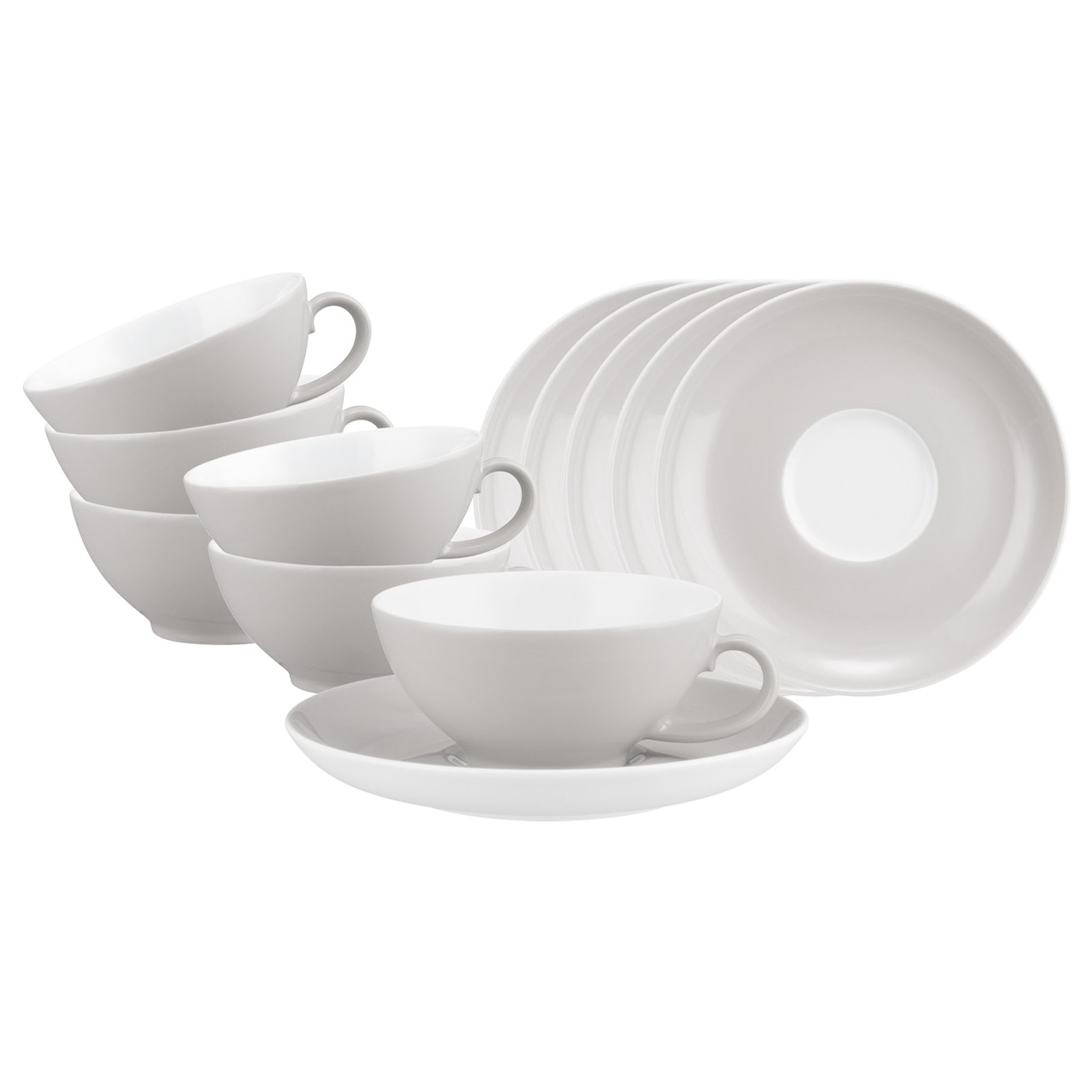Tasse SELTMANN WEIDEN "Teetassen mit Untertassen Liberty Pure Colors 140 ml 6er Set", grau (new grau), 12 tlg., Porzellan, Trinkgefäße, Tasse