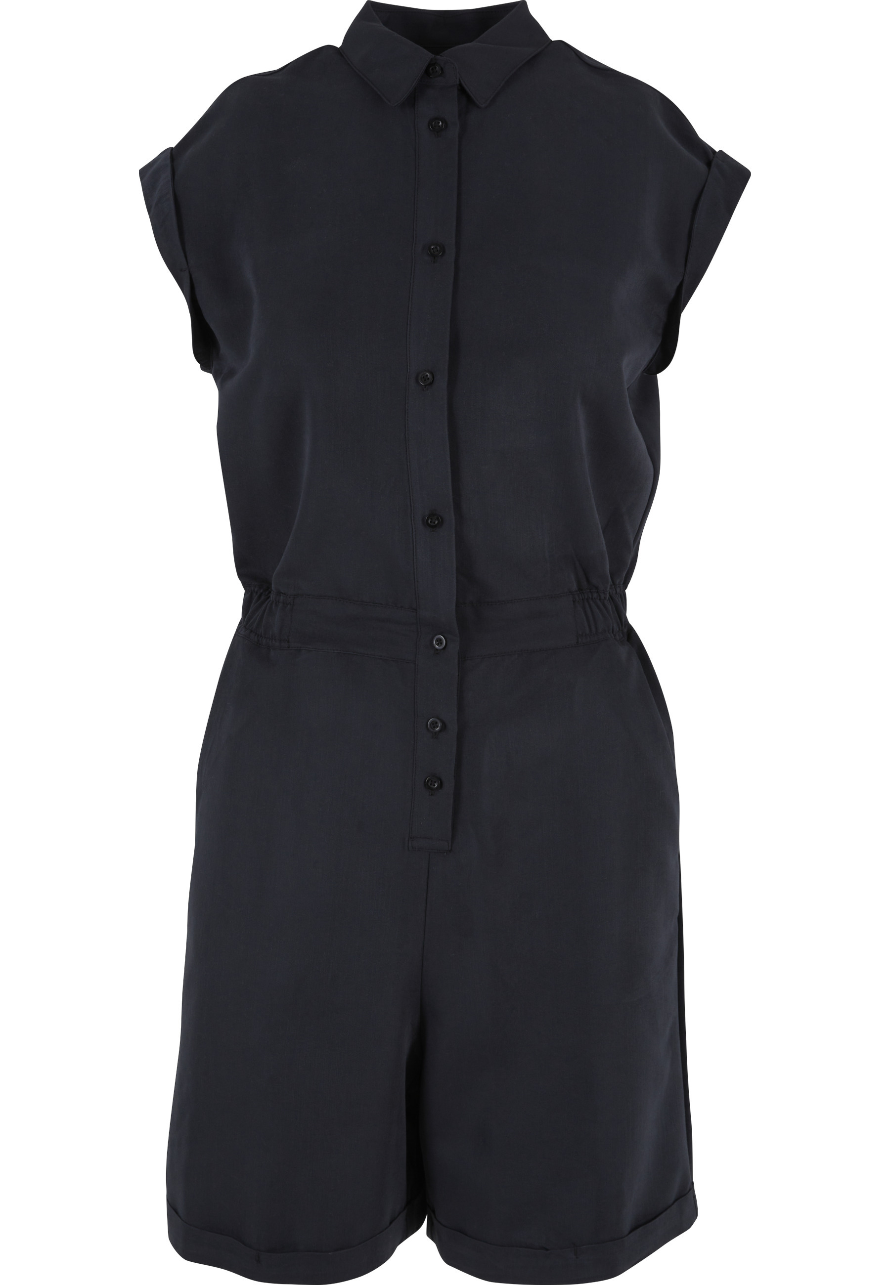 Jumpsuit URBAN CLASSICS "Urban Classics Damen Ladies Viscose Twill Jumpsuit", Damen, Gr. XS, US-Größen, schwarz, 69% Viskose, 31% Polyester, unifarben, normal, ohne Ausschnitt, Overalls Jumpsuit