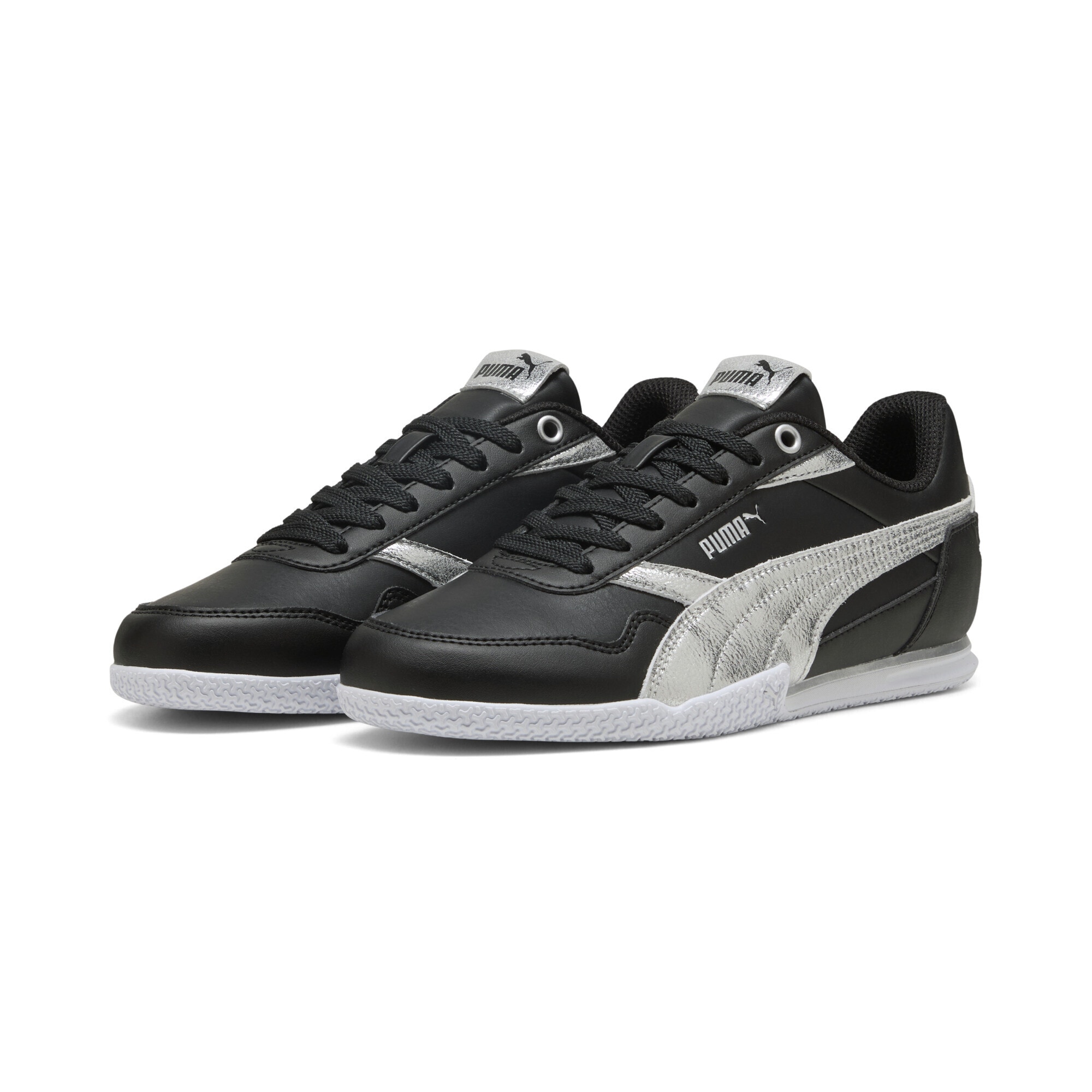 Sneaker PUMA "Bella Donna Metallic Whisper Sneakers Damen", Damen, Gr. 42, schwarz silber metallic, Obermaterial: Synthetik, Textil; Futter: Textil; Innensohle: Textil; Laufsohle: Gummi, Schuhe Sneaker