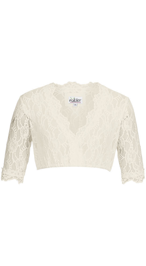 Dirndlbluse NÜBLER "Dirndlbluse 3/4 Arm Laura", Damen, Gr. 32, beige (natur), Obermaterial: 89% Polyacryl PAN recyc.. 11% Elasthan EL., Blusen Dirndlbluse