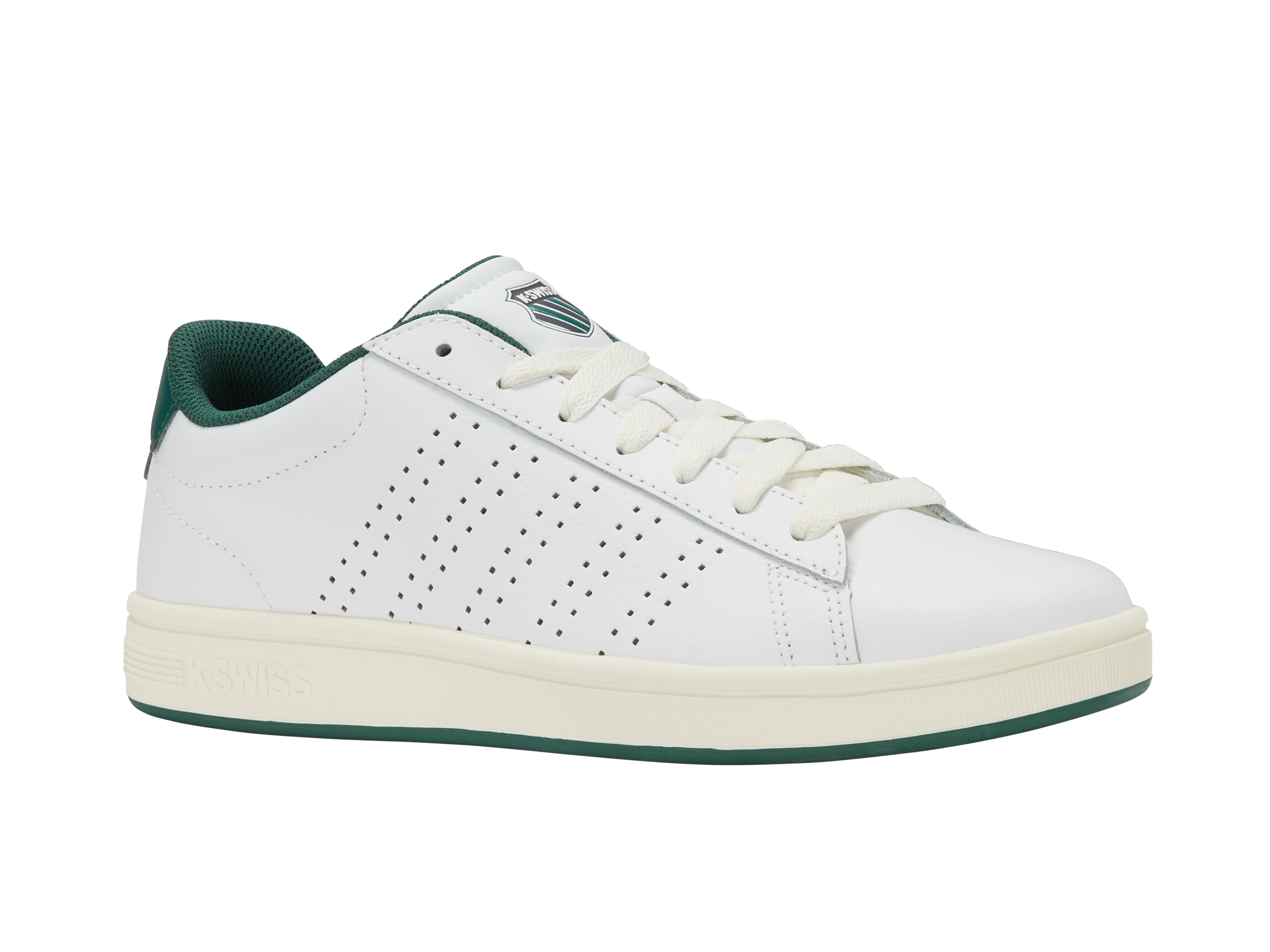 Sneaker K-SWISS "COURT BASE II", Herren, Gr. 41, weiß, posy grün, Leder, Schuhe Sneaker