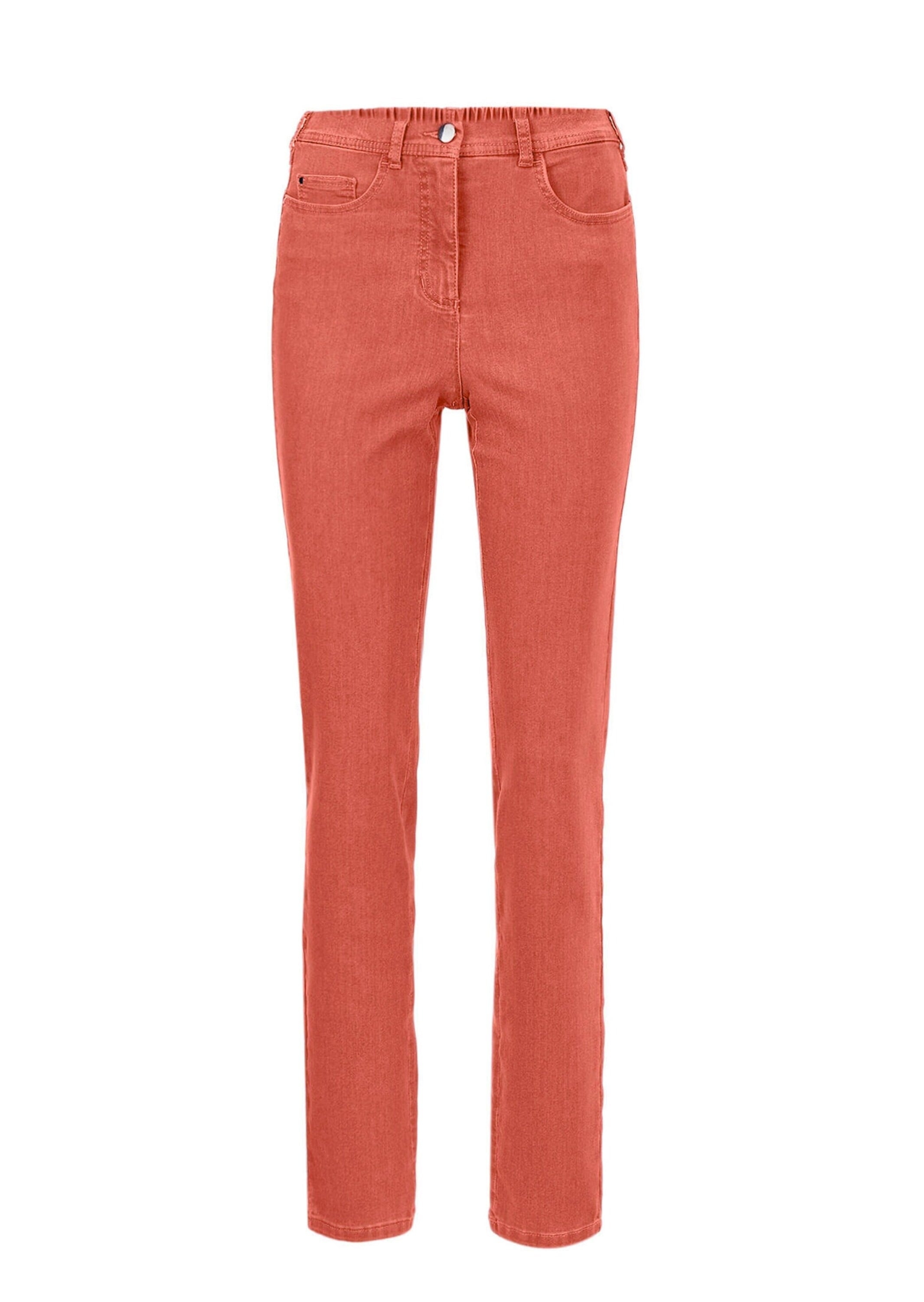 Regular-fit-Jeans GOLDNER "Damen Jeans Slim Fit LOUISA mit Stretch-Anteil", Damen, Gr. 52, N-Gr, orange (papaya), Obermaterial: 70% Baumwolle CO. 27% Polyester PES. 3% Elasthan EL., Jeans