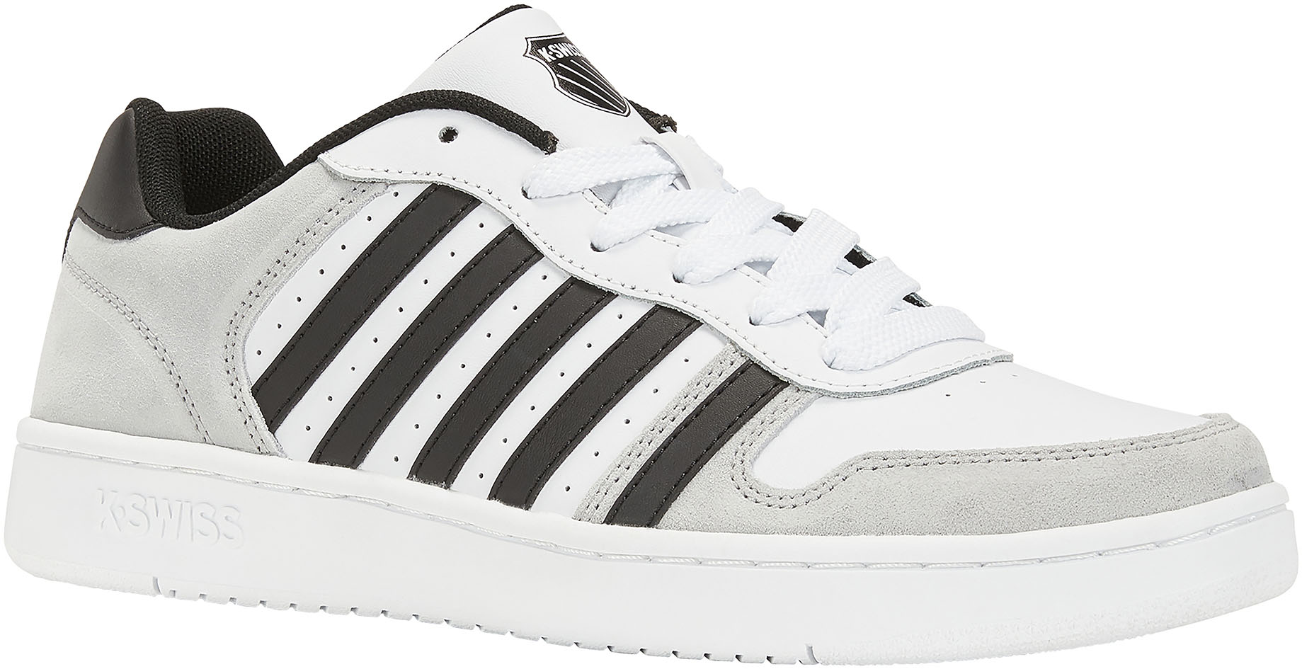 Sneaker K-SWISS "Court Palisades", Damen, Gr. 46, schwarz (weiß, grau, schwarz), Leder, Schuhe Sneaker