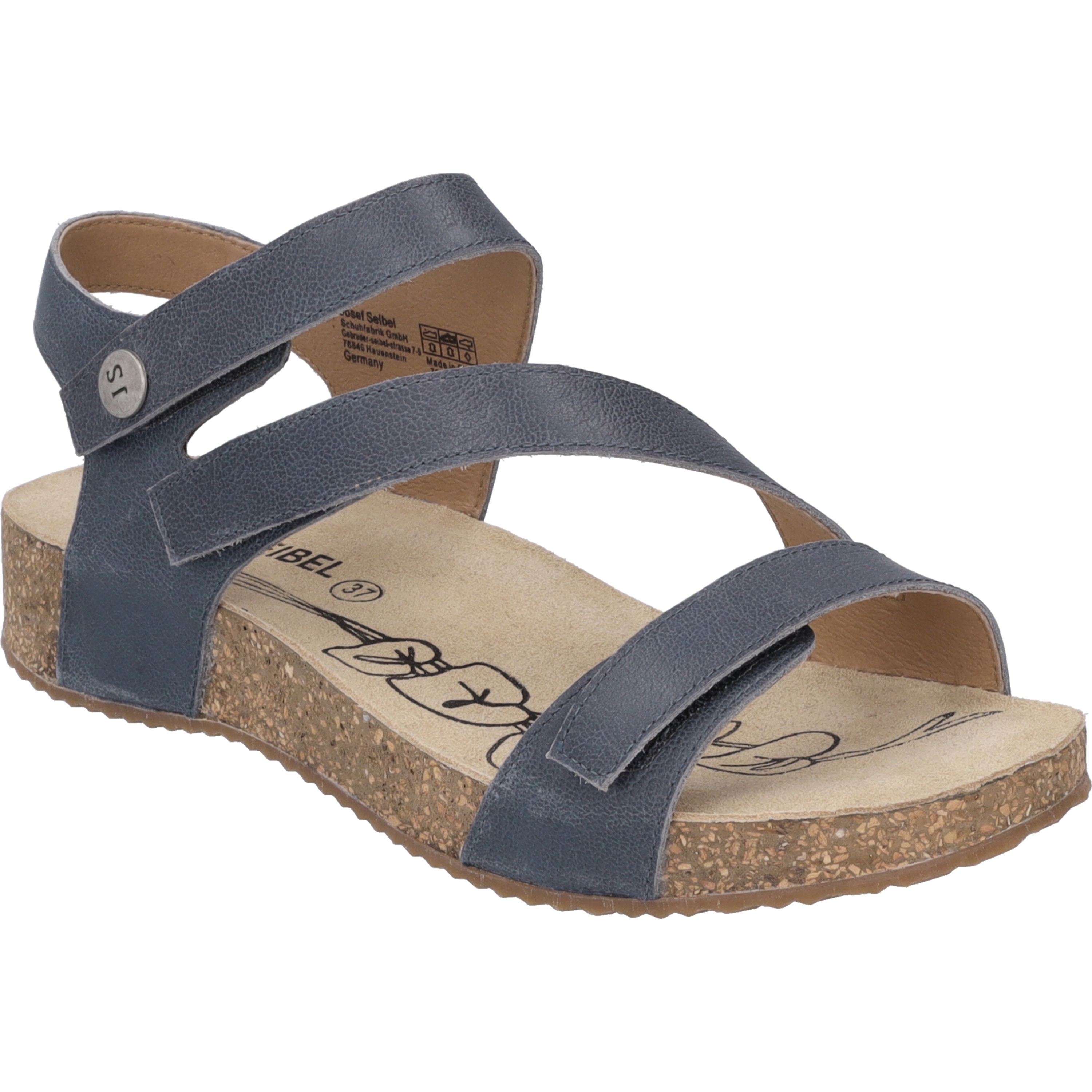 Sandale JOSEF SEIBEL "Tonga 25, blau", Damen, Gr. 41, blau (jeans), Obermaterial: 100% Rindsleder Leather cow., Schuhe Sandale