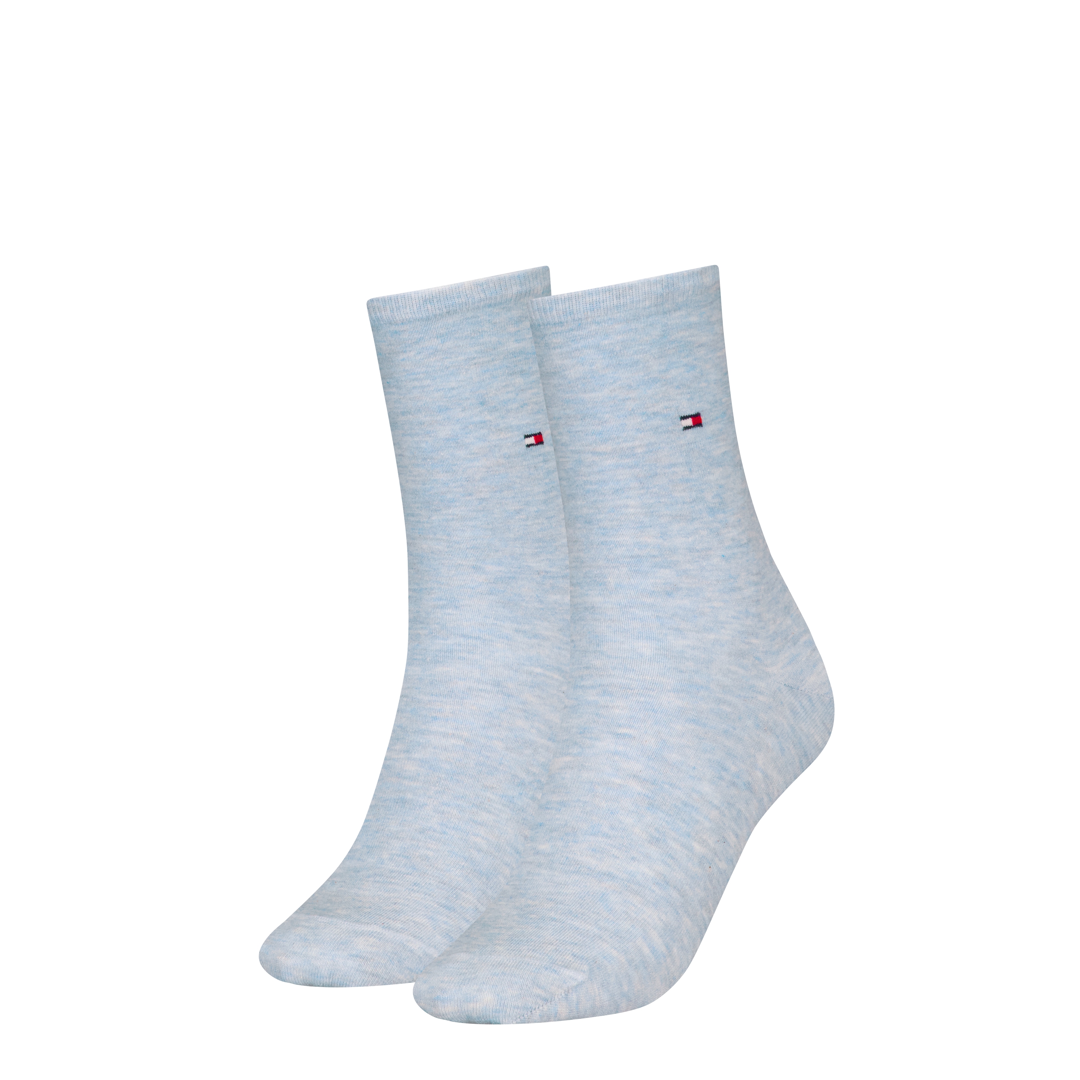 Socken TOMMY HILFIGER "TH WOMEN SOCK CASUAL 2P", Damen, Gr. 39-42, light blau melange, Baumwollmischung, Elasthan, Polyamid, elastisch, Socken Socken, mit flacher Zehennaht
