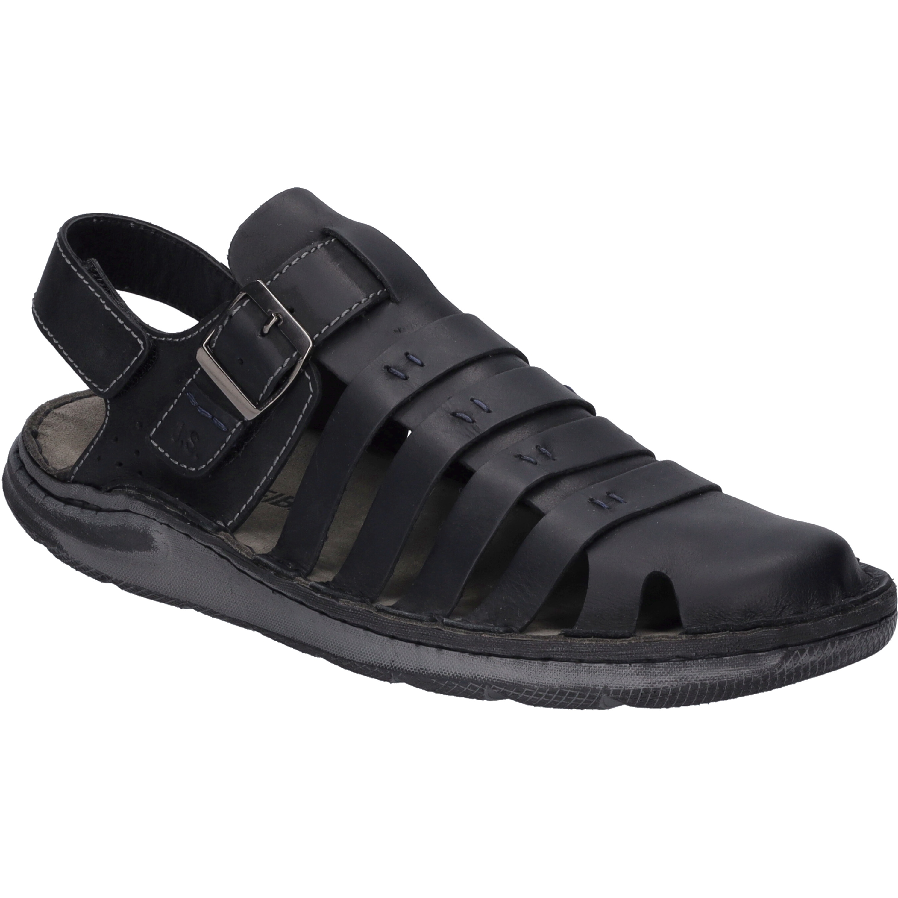 Sandale JOSEF SEIBEL "Maverick 21, schwarz", Herren, Gr. 42, schwarz, Obermaterial: 100% Rindsleder Leather cow., Schuhe Sandale