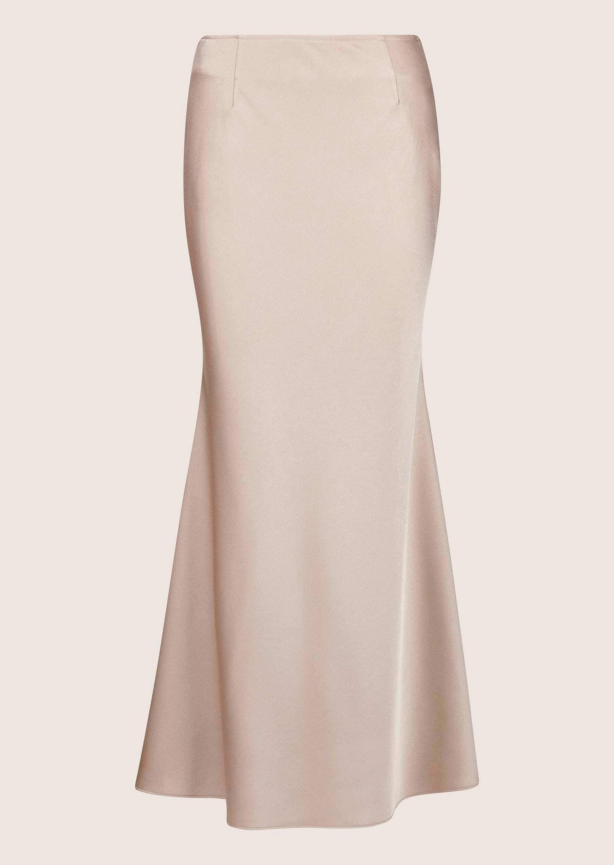 Midirock MADELEINE "Satinrock Eleganter Maxirock für festliche Anlässe", Damen, Gr. 42, beige (beige, goldfarben), Obermaterial: 100% Polyester PES., Modern, normal, Röcke, Langer Satinrock in A-Linie