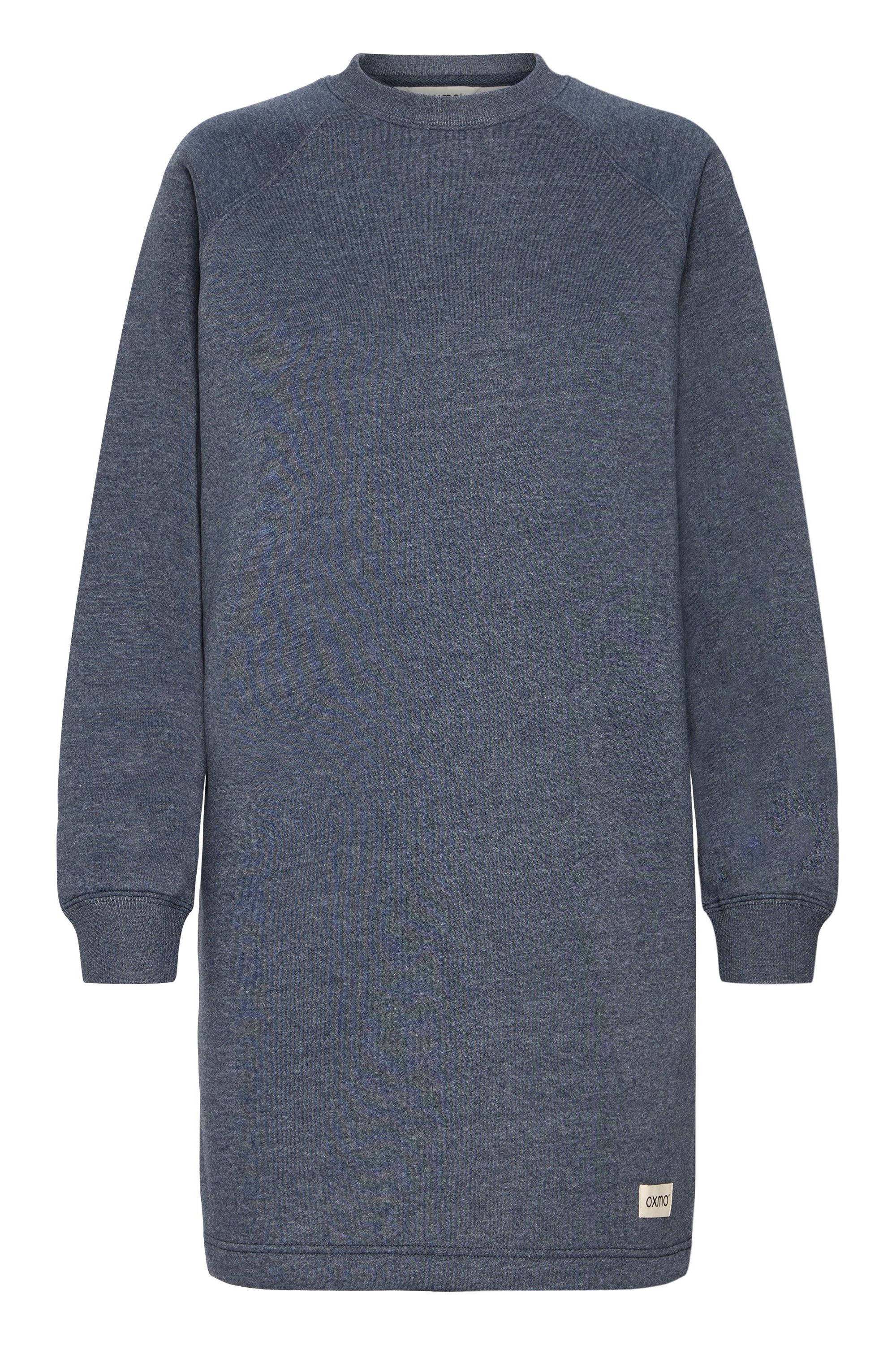 Sweatkleid OXMO "Sweatkleid OXKAREN", Damen, Gr. M, N-Gr, blau (total eclipse melange), Obermaterial: 80% Polyester PES. 20% Baumwolle CO., Kleider Sweatkleid