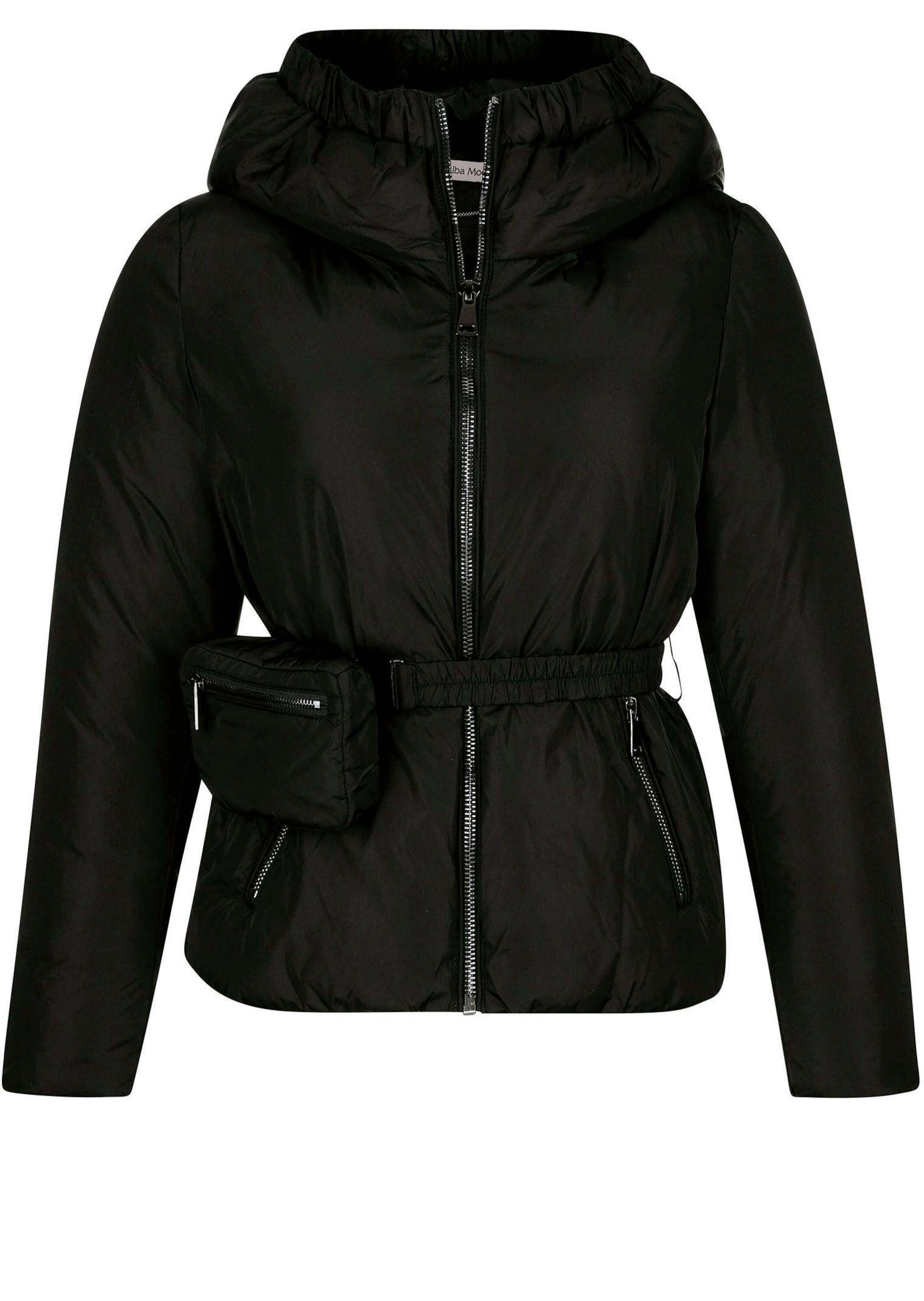 Steppjacke ALBA MODA "Steppjacke Steppjacke mit abnehmbarer Bauchtasche", Damen, Gr. 40, schwarz, Obermaterial: 100% Polyamid PA., Jacken Steppjacke