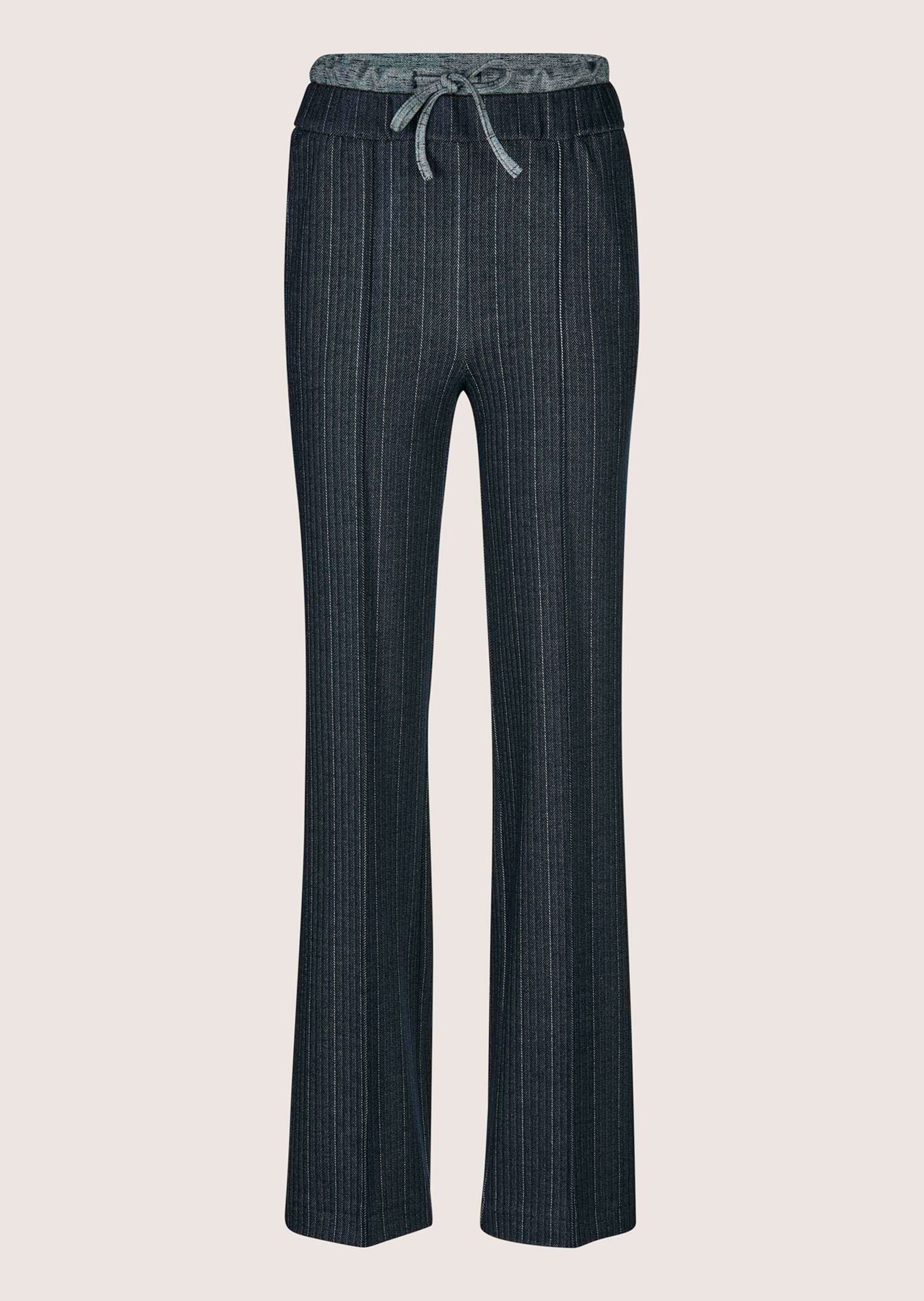 Jerseyhose MADELEINE "Hose Elegante Jersey-Hose mit Fischgrat-Muster", Damen, Gr. 18, K-Gr, blau (nebelblau, melange), Obermaterial: 60% Viskose CV. 35% Polyester PES. 5% Elasthan EL., Hosen Jerseyhose