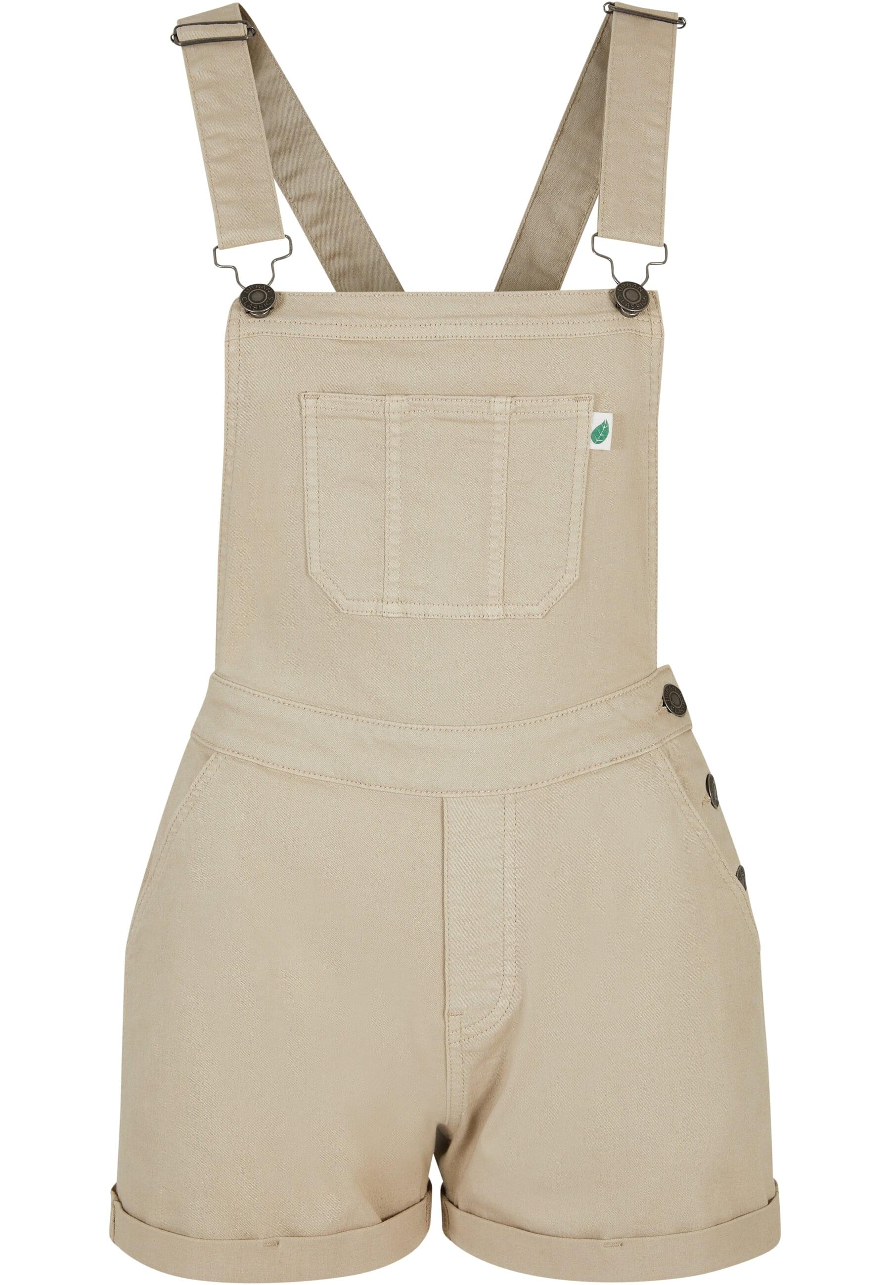 Jumpsuit URBAN CLASSICS "Urban Classics Damen Ladies Organic Short Dungaree", Damen, Gr. 5XL, US-Größen, sanftes weiß raw, 50% Baumwolle (Bio), 48% Baumwolle, 2% Elasthan, unifarben, ohne Ausschnitt, Overalls Jumpsuit