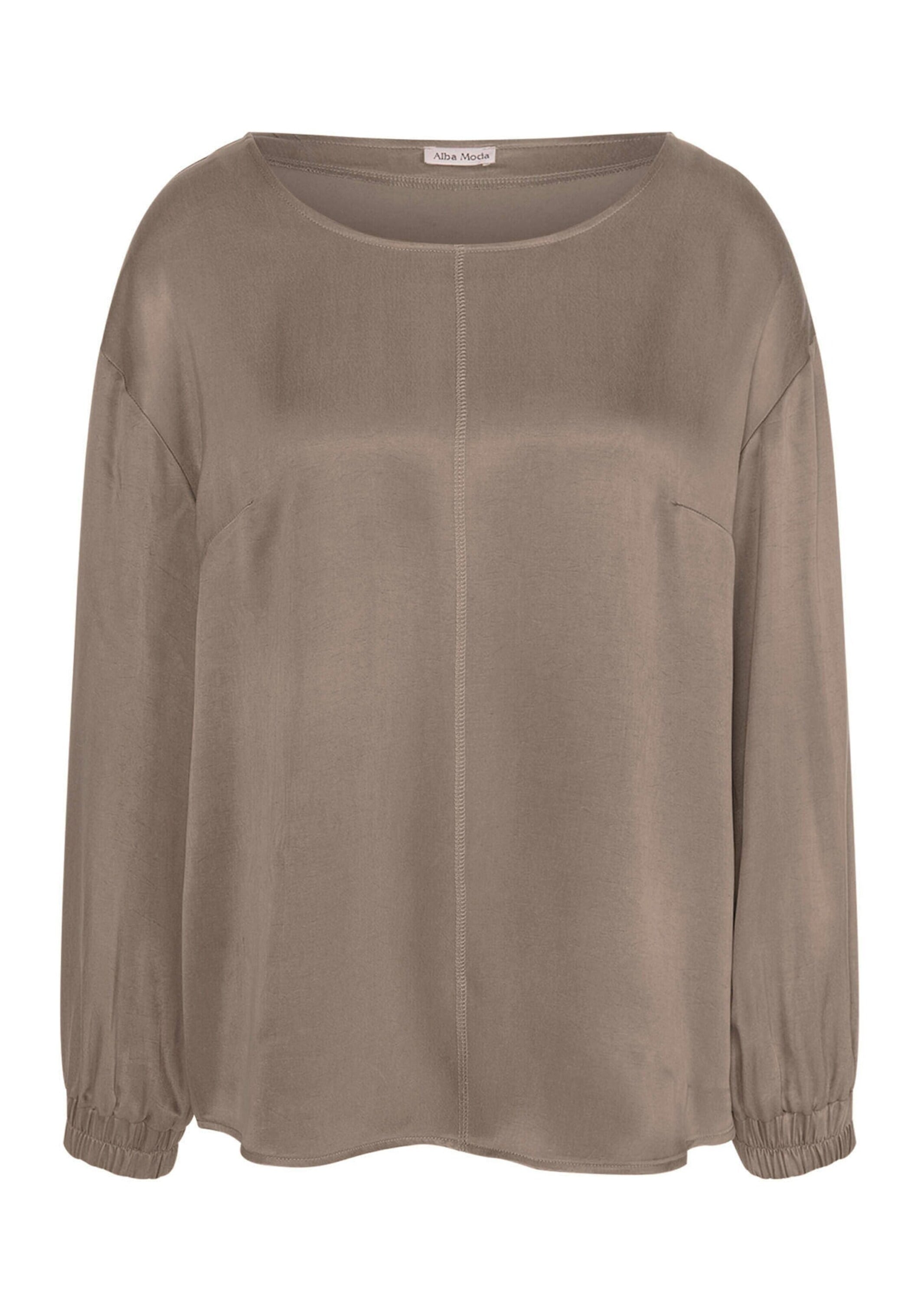 Shirtbluse ALBA MODA "Bluse Bluse", Damen, Gr. 46, beige (taupe), Obermaterial: 53% Cupro CUP. 47% Viskose CV., Blusen