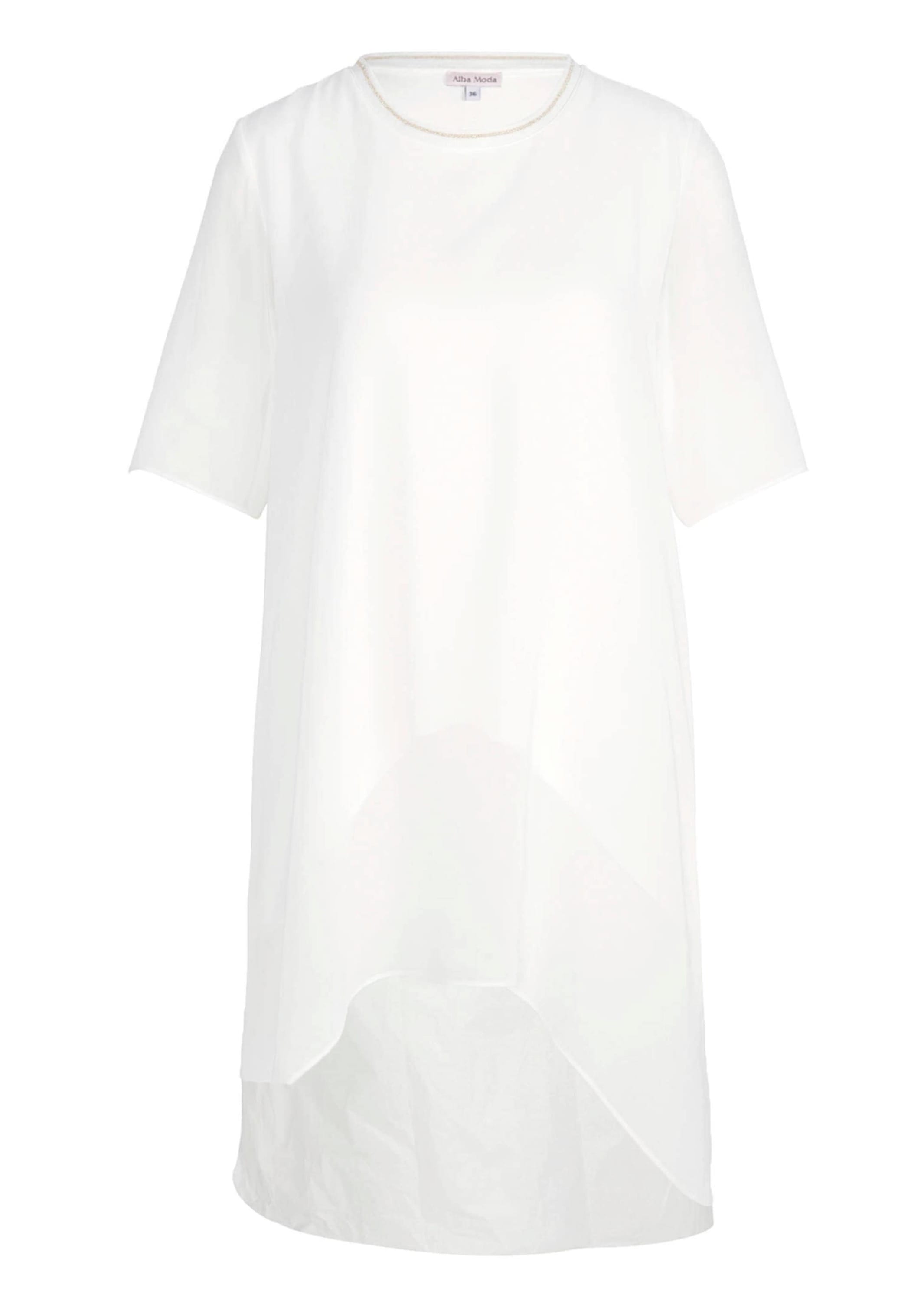 Kurzarmshirt ALBA MODA "Shirt Shirt", Damen, Gr. 42, weiß (sanftes weiß), Obermaterial: 100% Polyester PES., Shirts