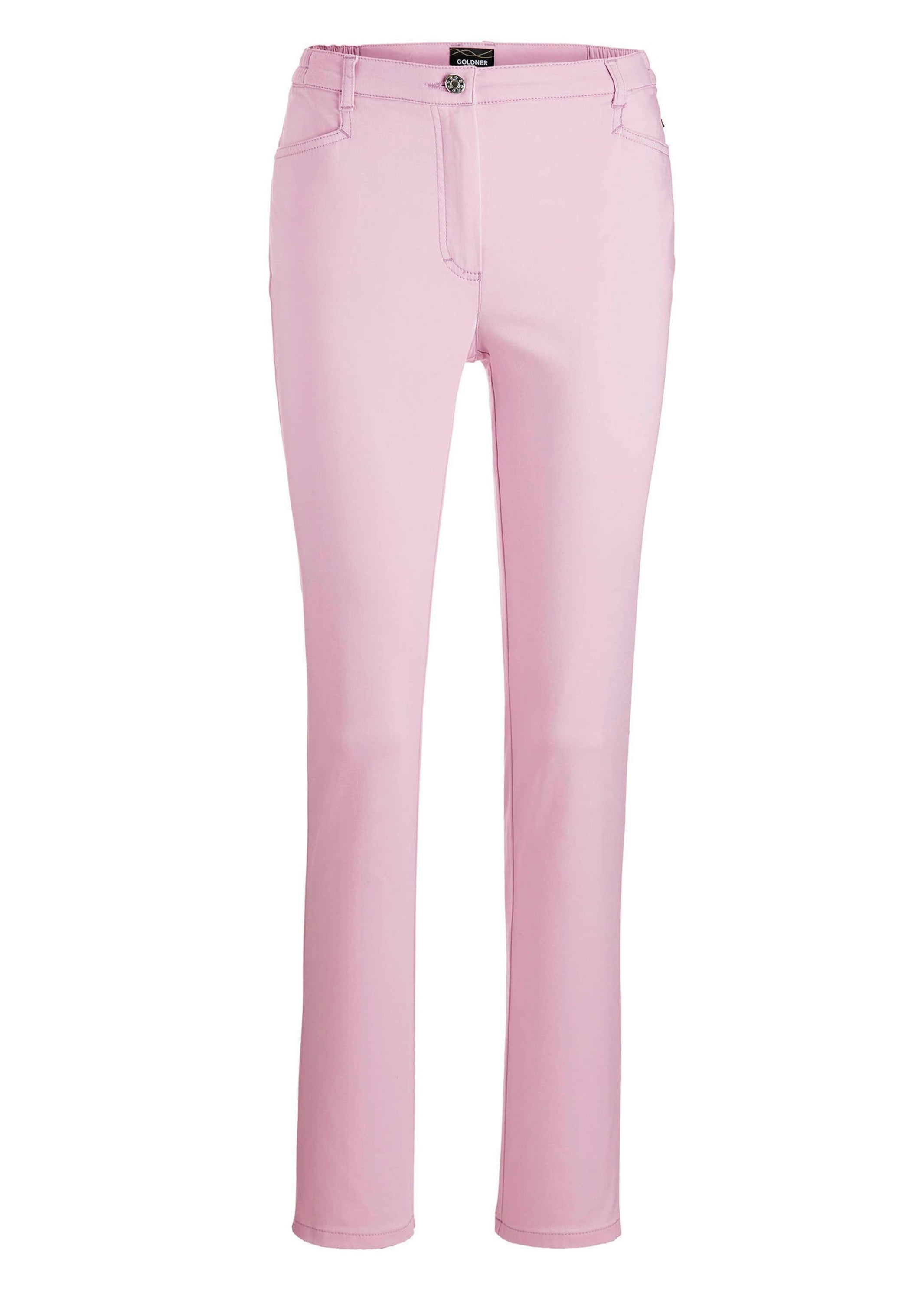 Stoffhose GOLDNER "Leichte Baumwoll-Hose ANNA", Damen, Gr. 48, N-Gr, rosa (geranie), Obermaterial: 98% Baumwolle CO. 2% Elasthan EL., Hosen Stoffhose