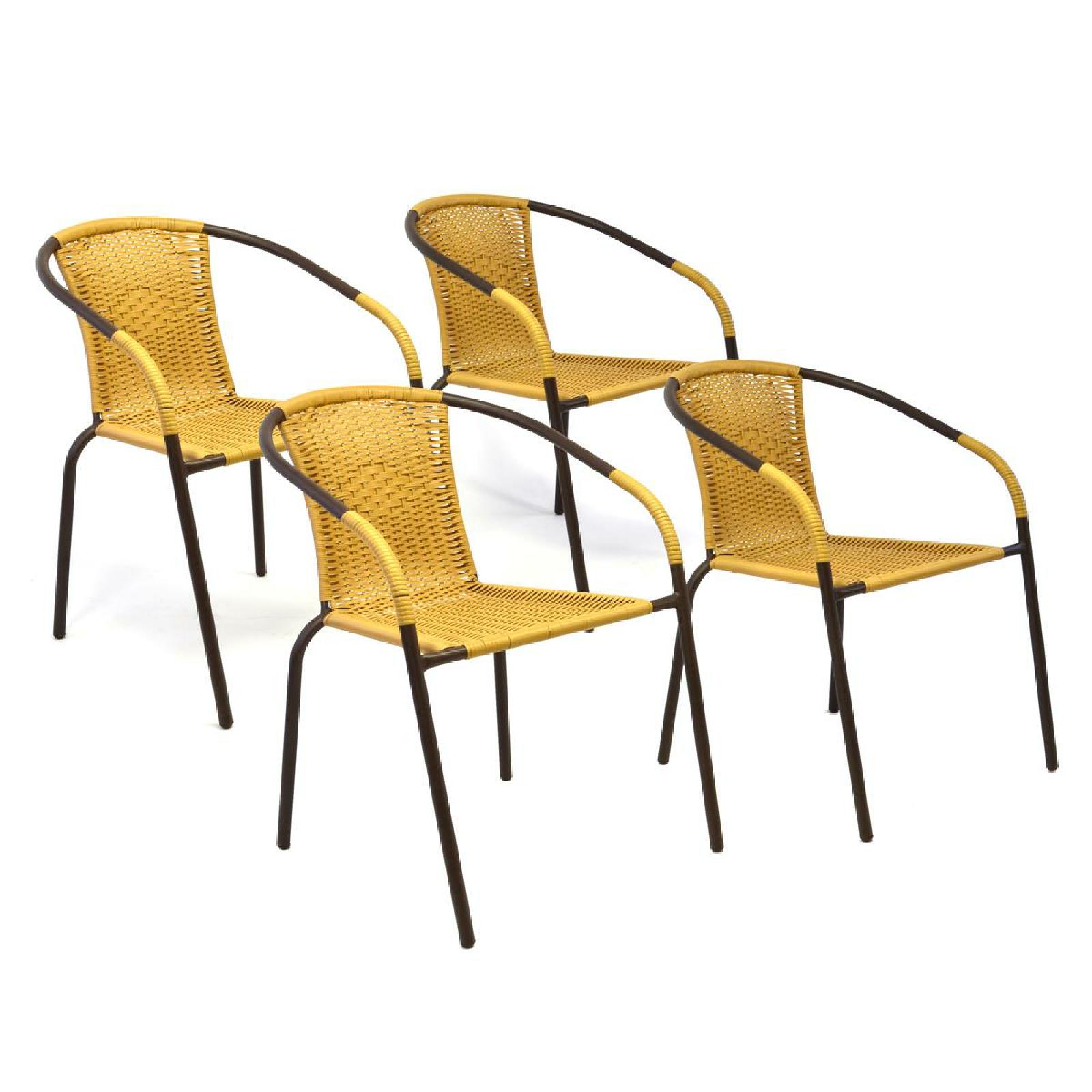 Gartenstuhl VCM "4er Set Bistrostuhl Balkon Gartenstuhl", gelb, Obermaterial: 100% Kunststoff plastic., Stühle, Gartenstuhl