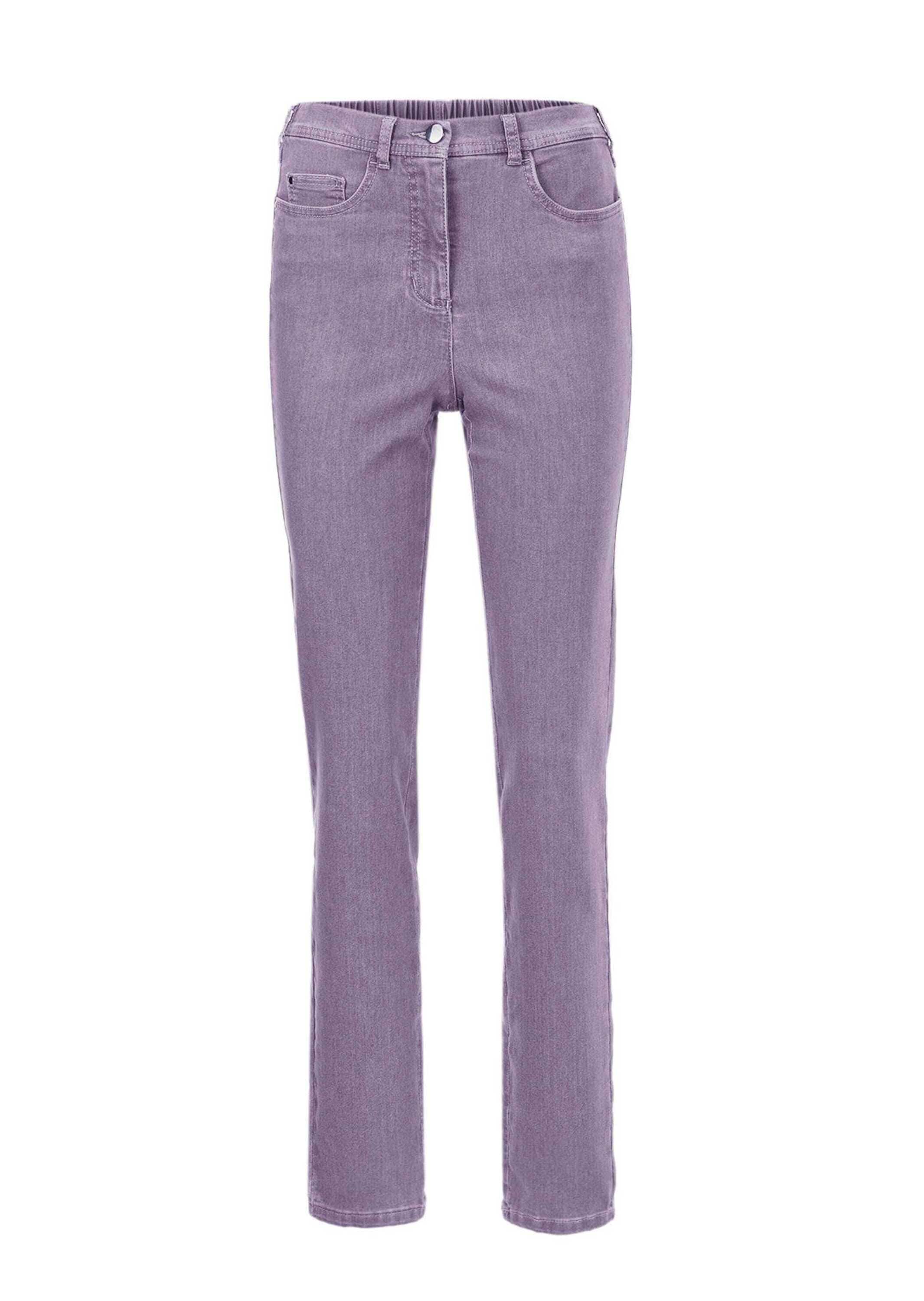 Regular-fit-Jeans GOLDNER "Damen Jeans Slim Fit LOUISA mit Stretch-Anteil", Damen, Gr. 54, N-Gr, lila (lavendel), Obermaterial: 70% Baumwolle CO. 27% Polyester PES. 3% Elasthan EL., Jeans