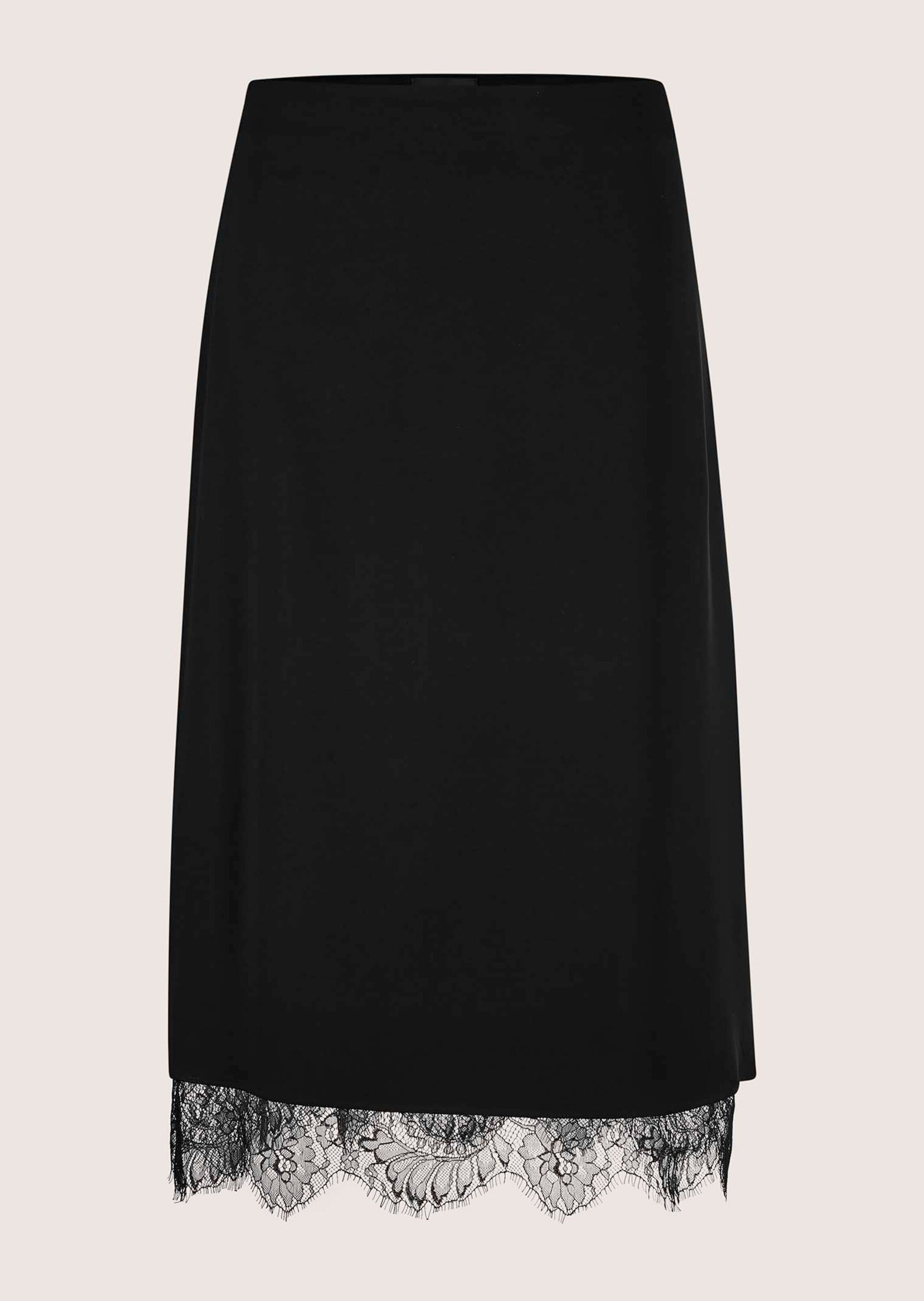 Sommerrock MADELEINE "Spitzenrock Eleganter A-Linien-Rock mit Reißverschluss", Damen, Gr. 36, schwarz, Obermaterial: 96% Viskose CV. 4% Elasthan EL., Modern, Röcke