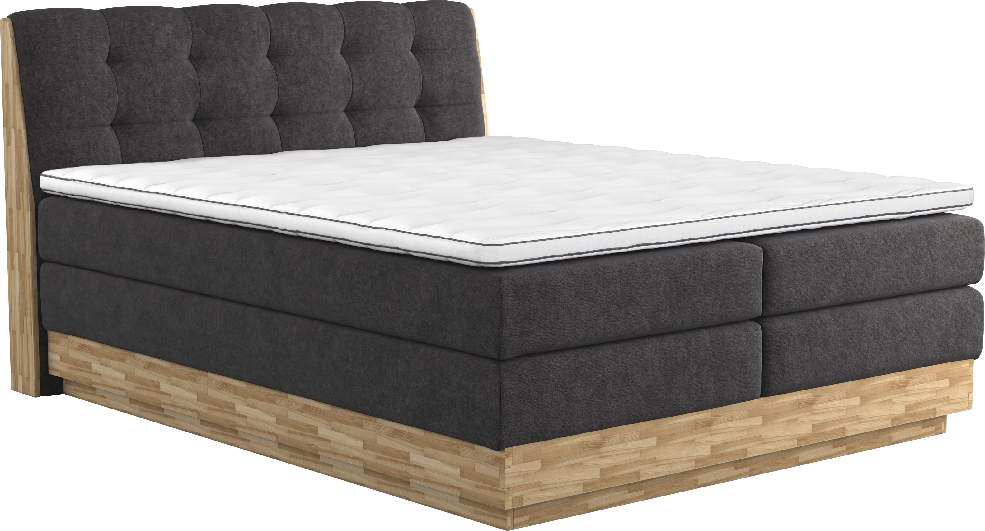 Boxspringbett HOME AFFAIRE "Naome", schwarz, B:201cm L:217cm, 100% Polyester, Komplettbetten, Boxspringbett, Boxspringbett, Inklusive Topper Image