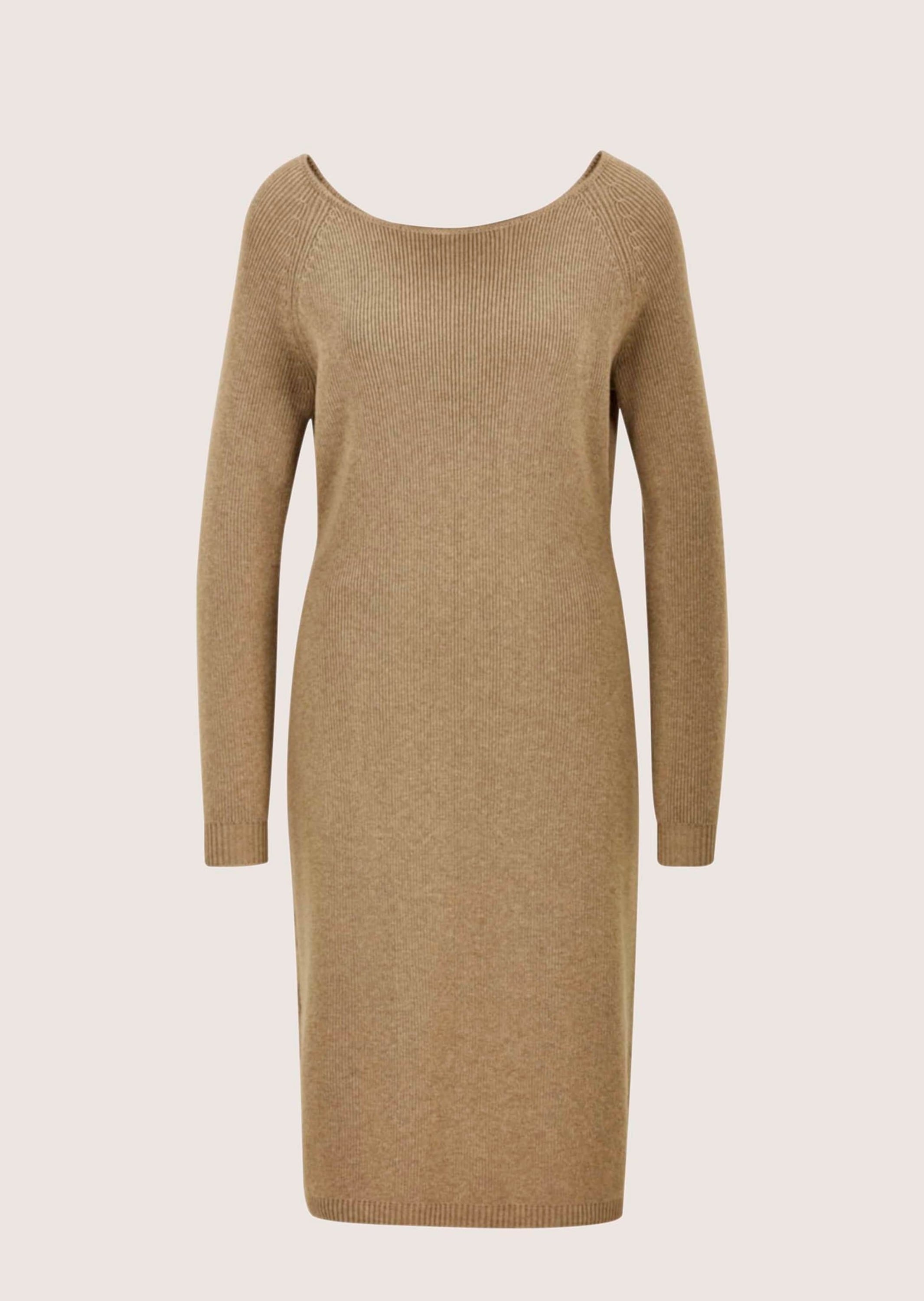 Strickkleid MADELEINE "Strickkleid Elegantes Kleid mit abnehmbarem Kragen", Damen, Gr. 40, N-Gr, beige (cappuccino, melange), Obermaterial: 50% Schurwolle WV. 40% Baumwolle CO. 10% Polyamid PA., Kleider Strickkleid