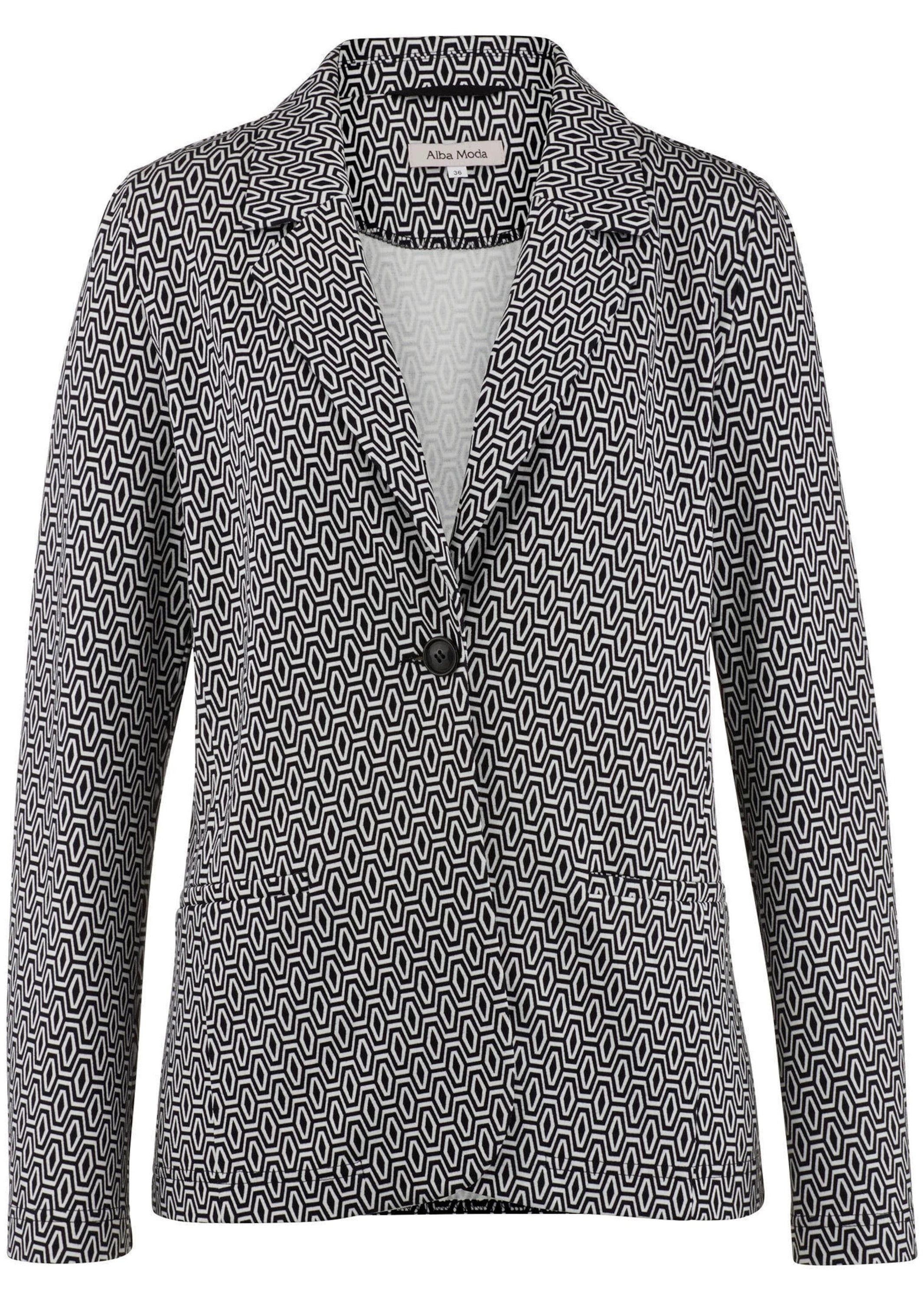 Jackenblazer ALBA MODA "Blazer Blazer mit grafischem Print", Damen, Gr. 36, schwarz, Obermaterial: 80% Viskose CV. 17% Polyester PES. 3% Elasthan EL., Blazer