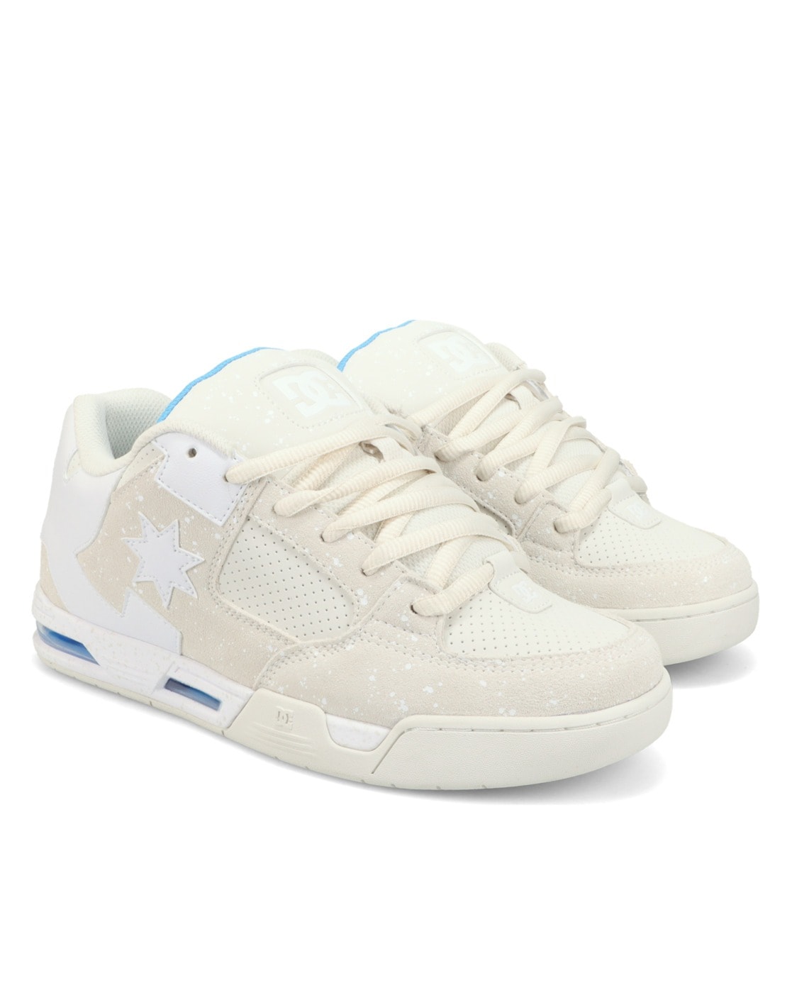 Sneaker DC SHOES "DC Command", Herren, Gr. 8(40,5), sanftes weiß, weiß, blau, Obermaterial:50.46% Leder, 49.54% Synthetikmaterial;, Schuhe Sneaker