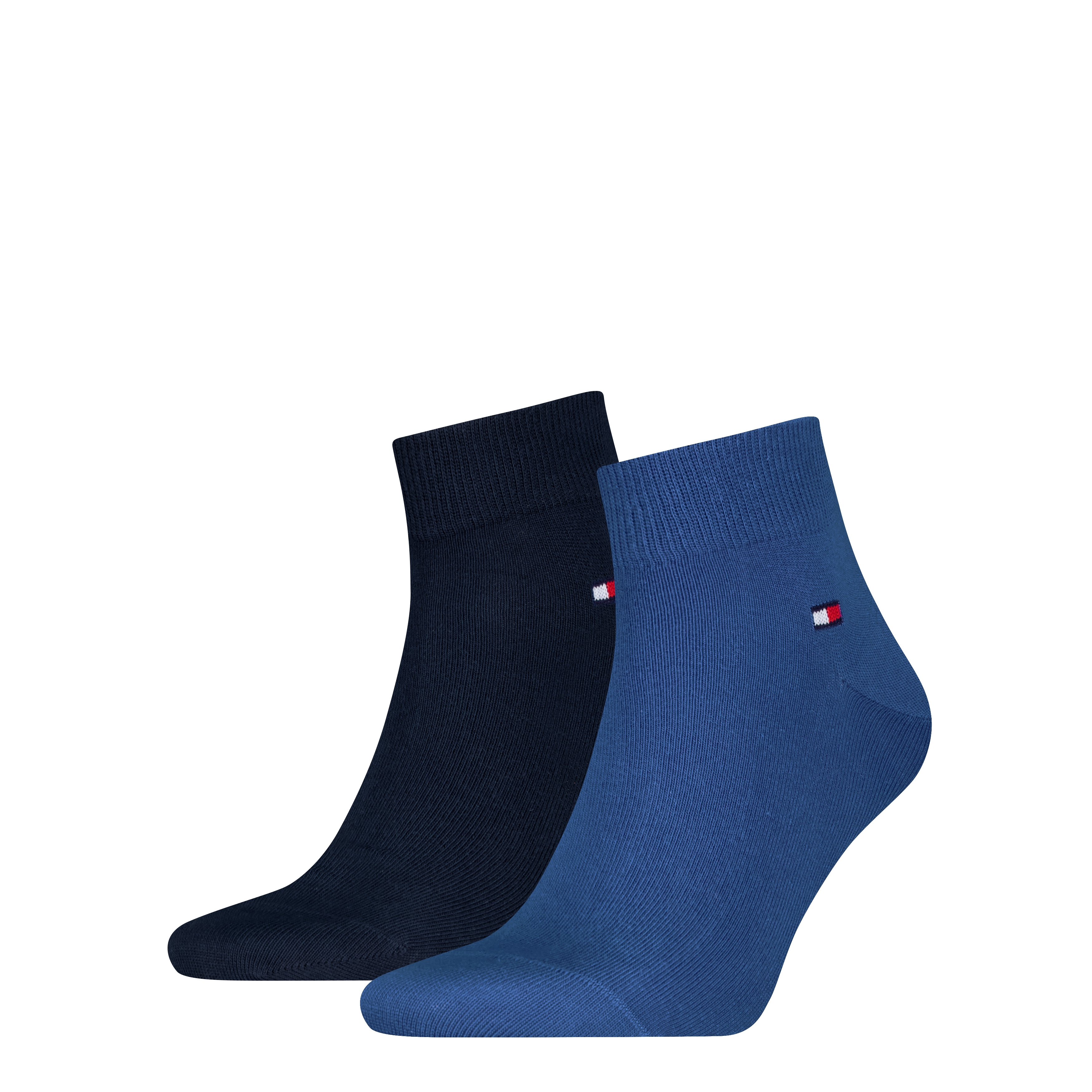 Kurzsocken TOMMY HILFIGER "TH MEN QUARTER 2P", Herren, Gr. 43-46, blau, Baumwollmischung, normal, Socken, weicher, elastischer Rippenbund, klassisches Tommy Hilfiger Logo
