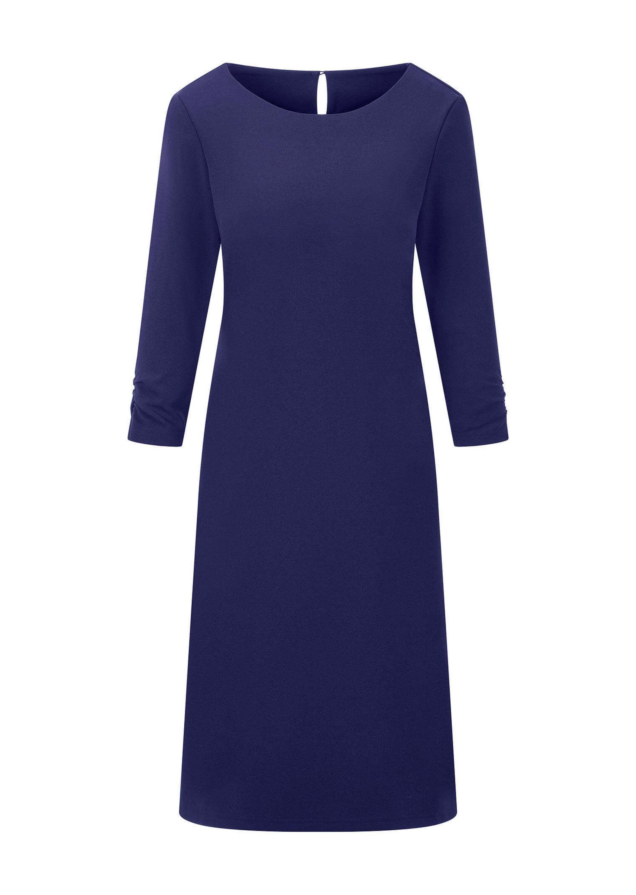 Etuikleid GOLDNER "Elegantes Kleid mit gerafften Ärmeln", Damen, Gr. 46, N-Gr, blau (royalblau), Obermaterial: 95% Polyester PES. 5% Elasthan EL., Kleider Etuikleid