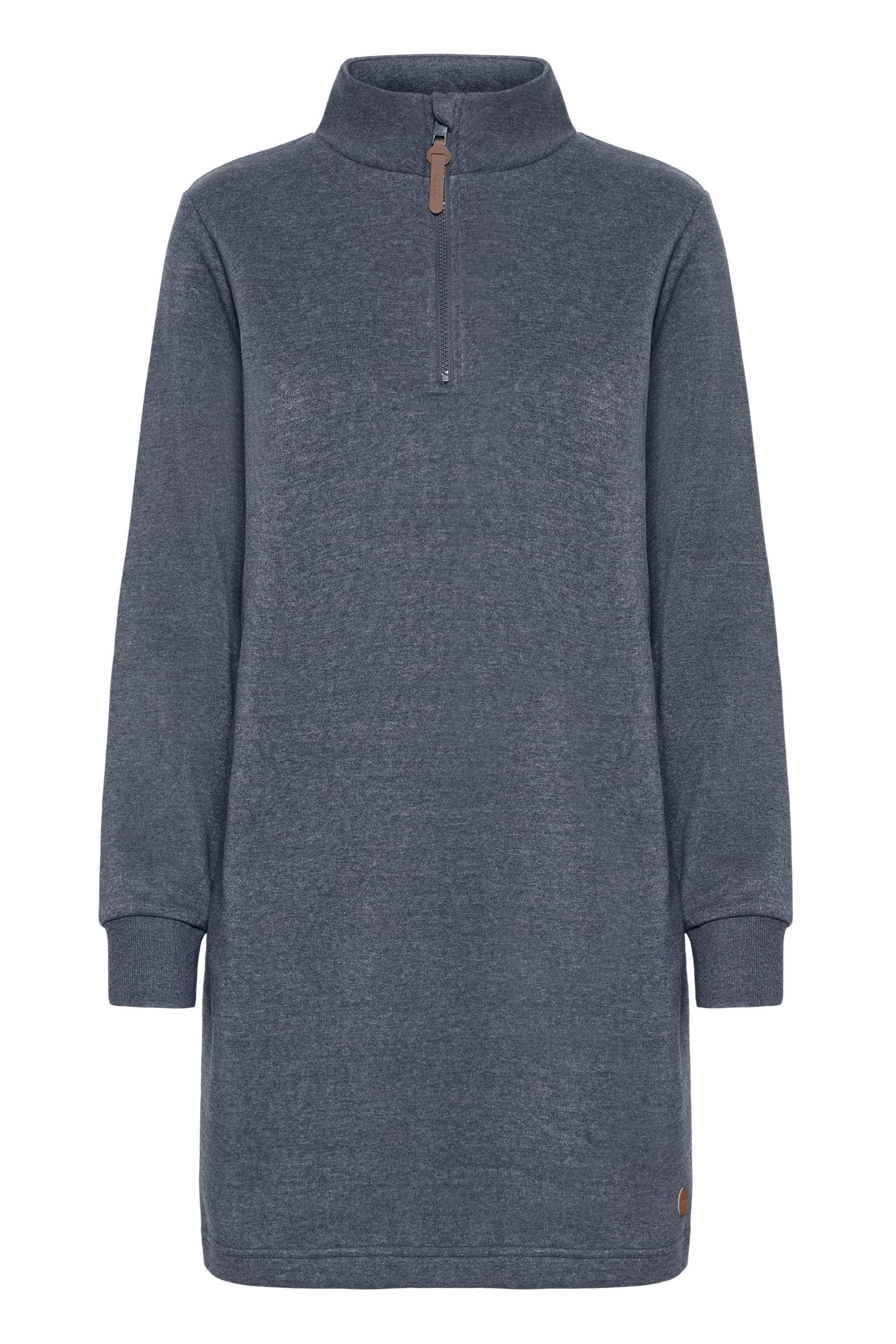 Sweatkleid OXMO "Sweatkleid OXMILLE", Damen, Gr. M, N-Gr, blau (total eclipse melange), Obermaterial: 55% Polyester PES. 45% Baumwolle CO., Kleider Sweatkleid